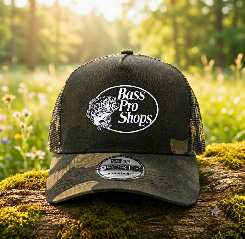 Bass Pro Shop Embroidered Camo Trucker Hat Adjustable Cap NEW Bass Pro Shop Embroidered Camo Trucker Hat Adjustable Cap NEW