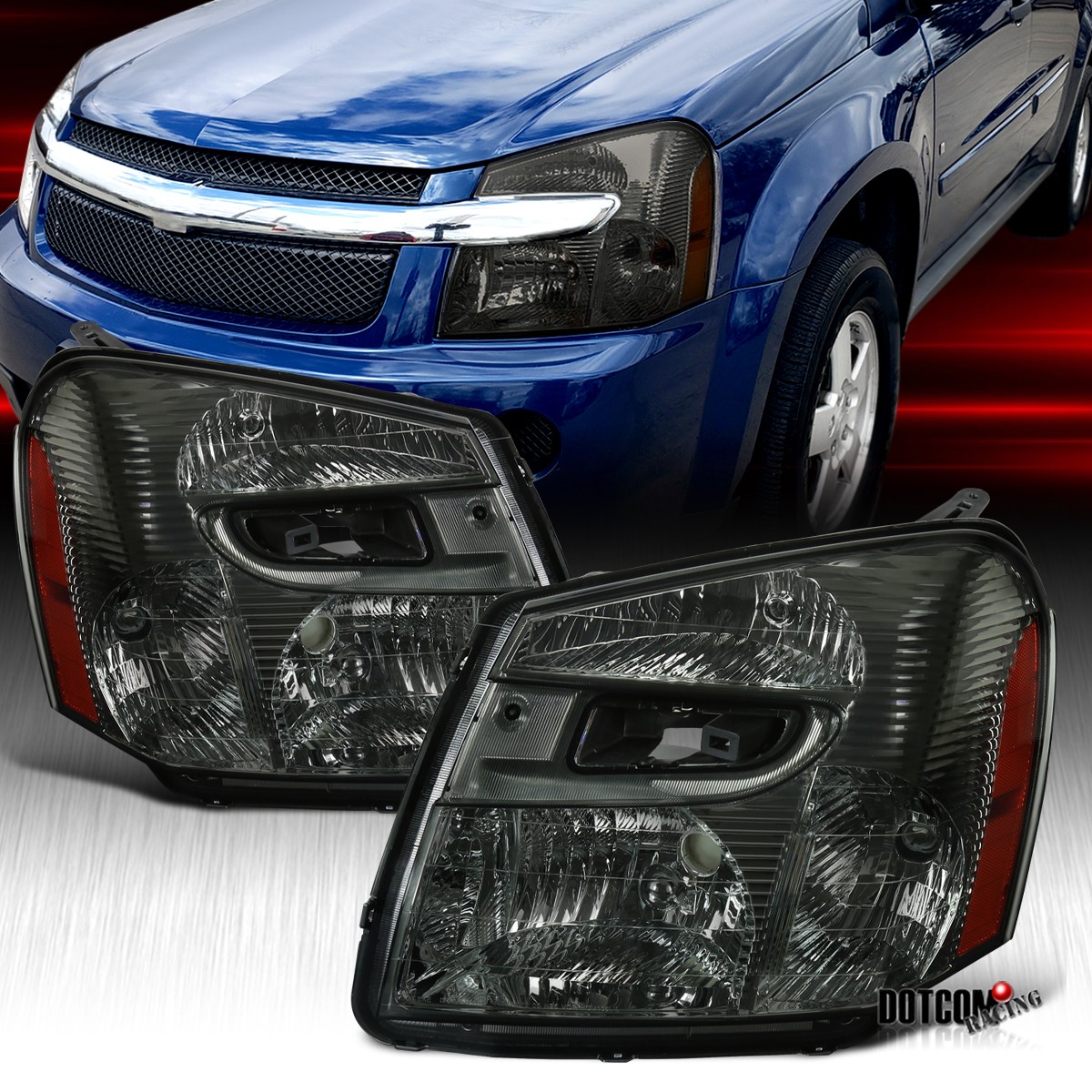 Headlights Fit 2005-2009 Chevy Equinox Smoke Headlamps Assembly Left+Right 05-09