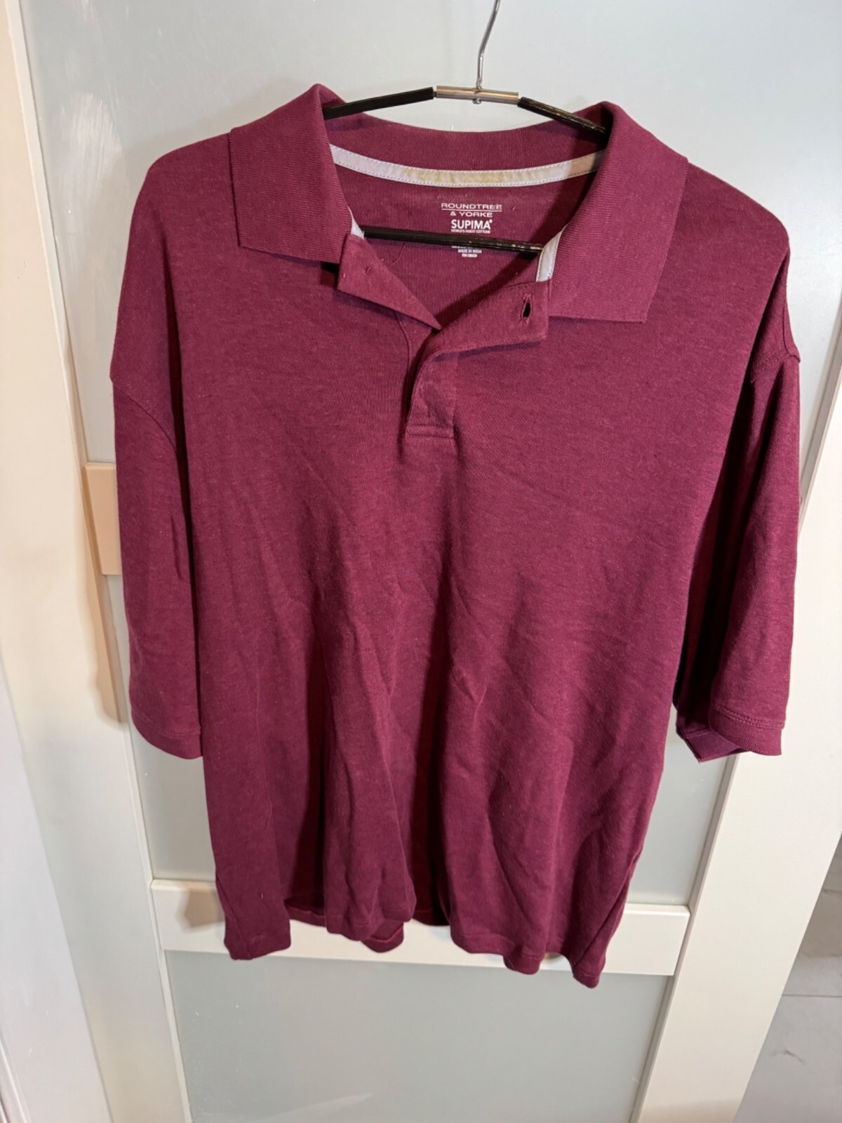 Roundtree & Yorke Supima Cotton Polo Shirt Maroon Size L          19-32
