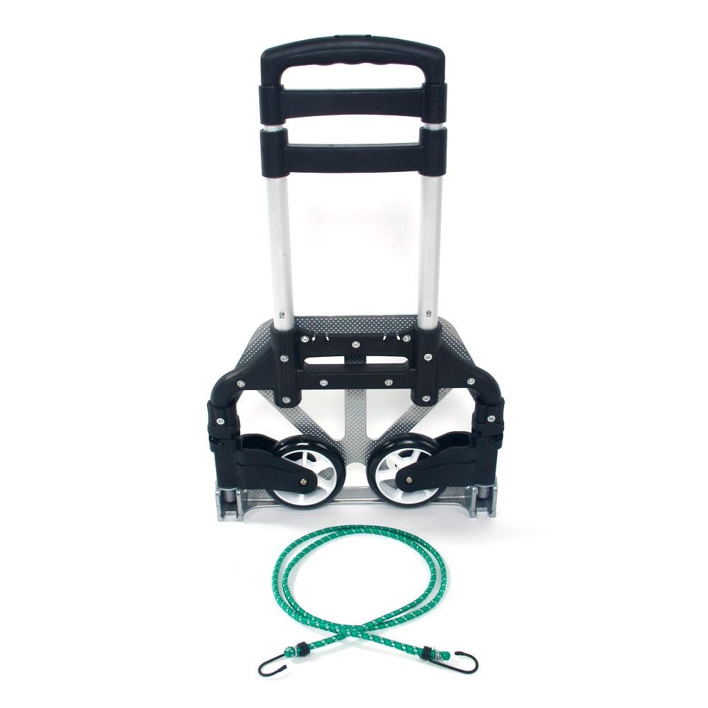 Portable Collapsible Aluminum Luggage Trolley Hand Truck - 170lbs Capacity Black