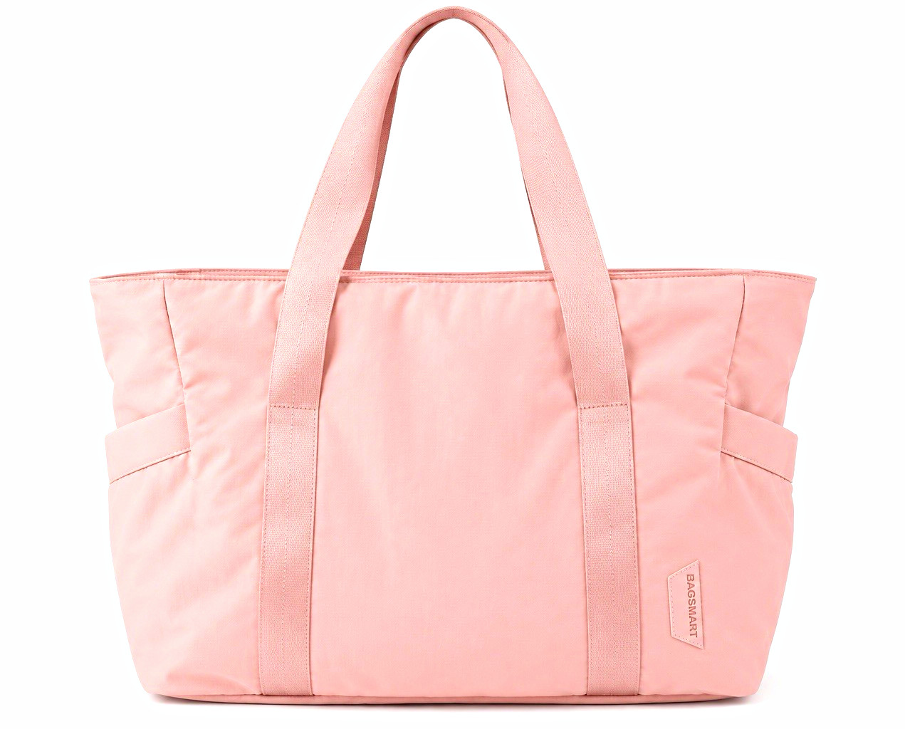 BAGSMART Women’s Large Pink Tote Bag Zip Top with Pockets Travel Casual