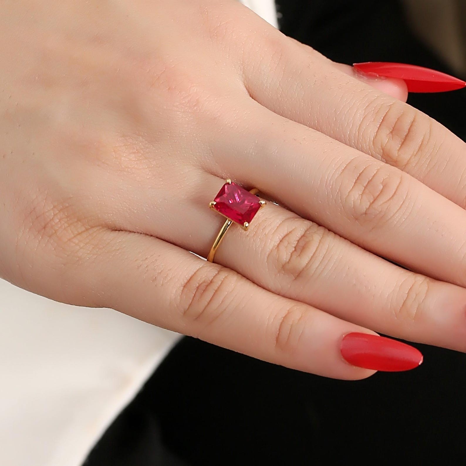 7 Ct Natural GIE Red Ruby Ring 925 Sterling Silver Emerald Gemstone Ring size 10