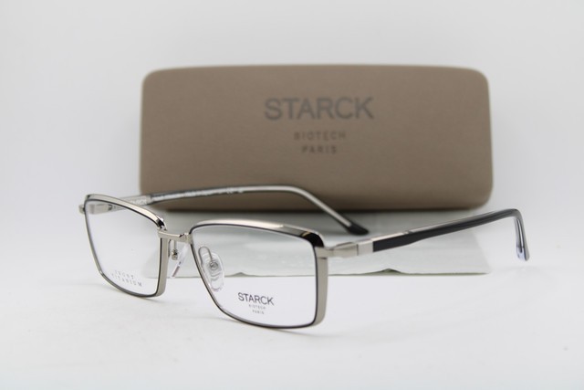NEW STARCK EYES SH2071T 0005 SILVER BLACK AUTHENTIC FRAMES EYEGLASSES 56-17 NEW STARCK EYES SH2071T 0005 SILVER BLACK AUTHENTIC FRAMES EYEGLASSES 56-17