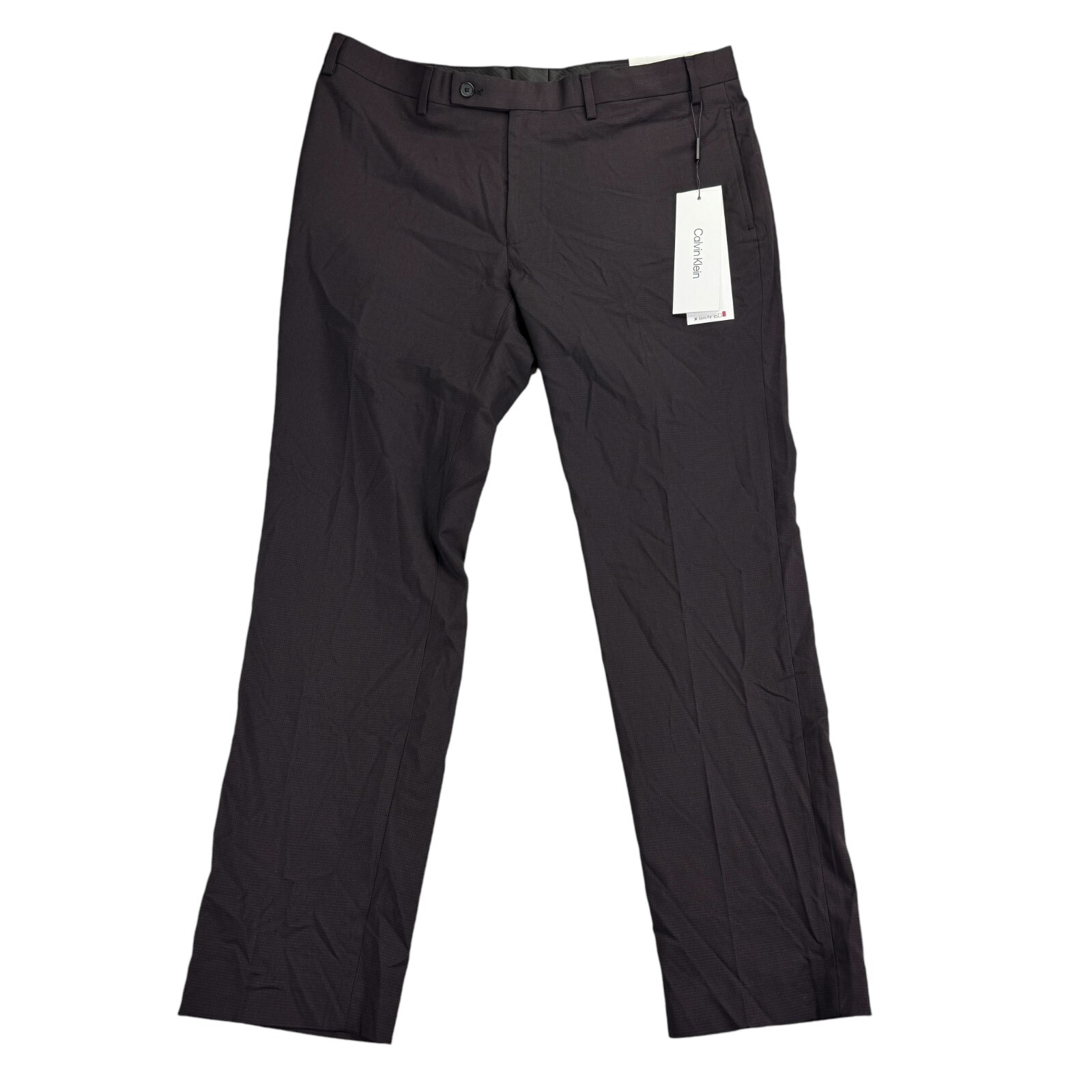Calvin Klein Mens Jerome X Slim Fit Dress Pants Wine Black 38x30