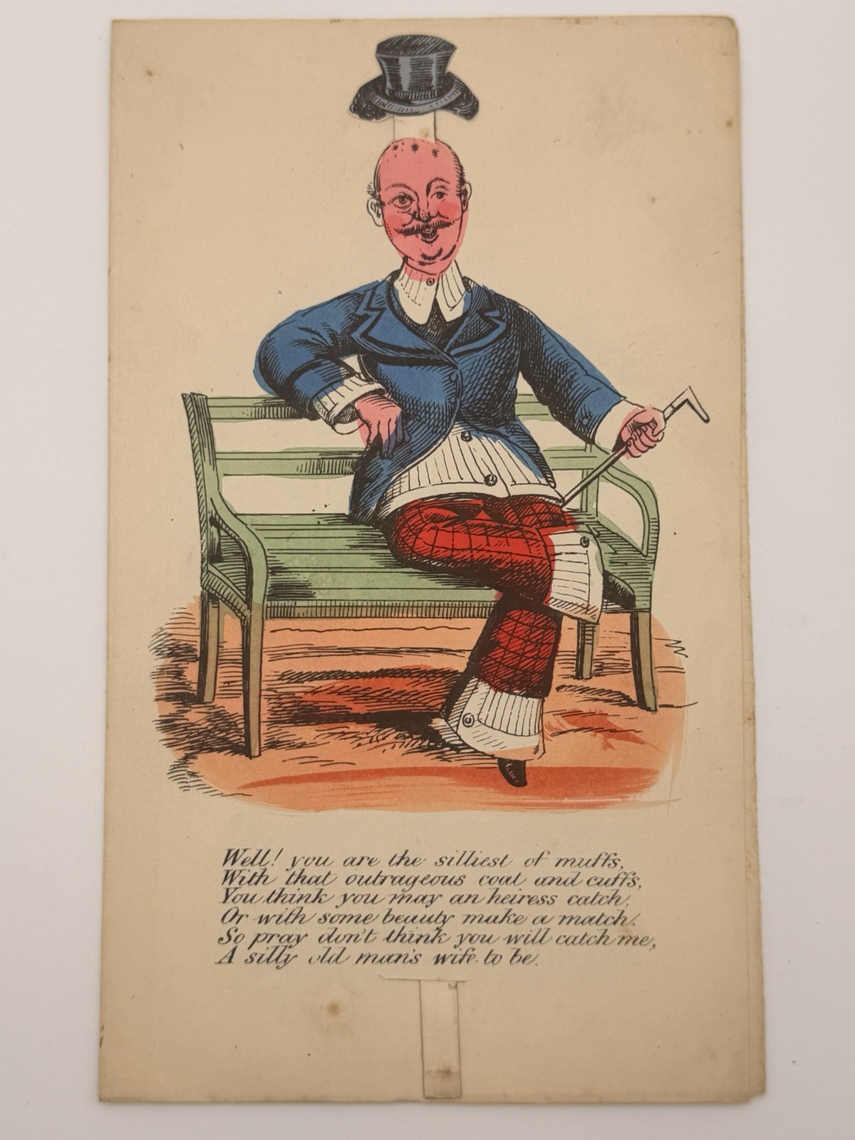 RARE 1800\'s MECHANCAL Hand-Colored MOCK Vinegar Valentine RARE 1800\'s MECHANCAL Hand-Colored MOCK Vinegar Valentine