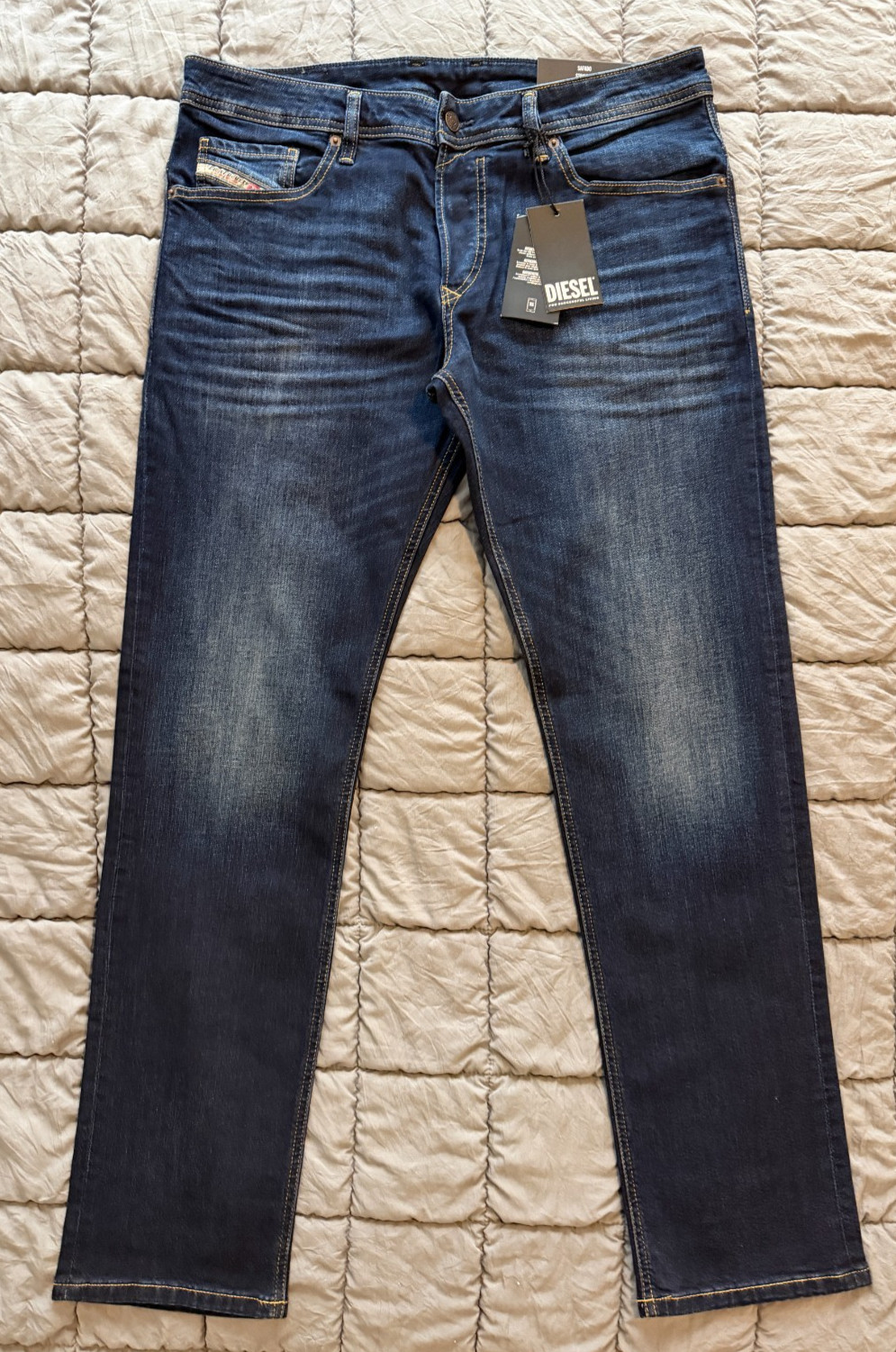 Diesel safado RB065 straight leg stretch blue denim jeans 34 x 32 mens NEW