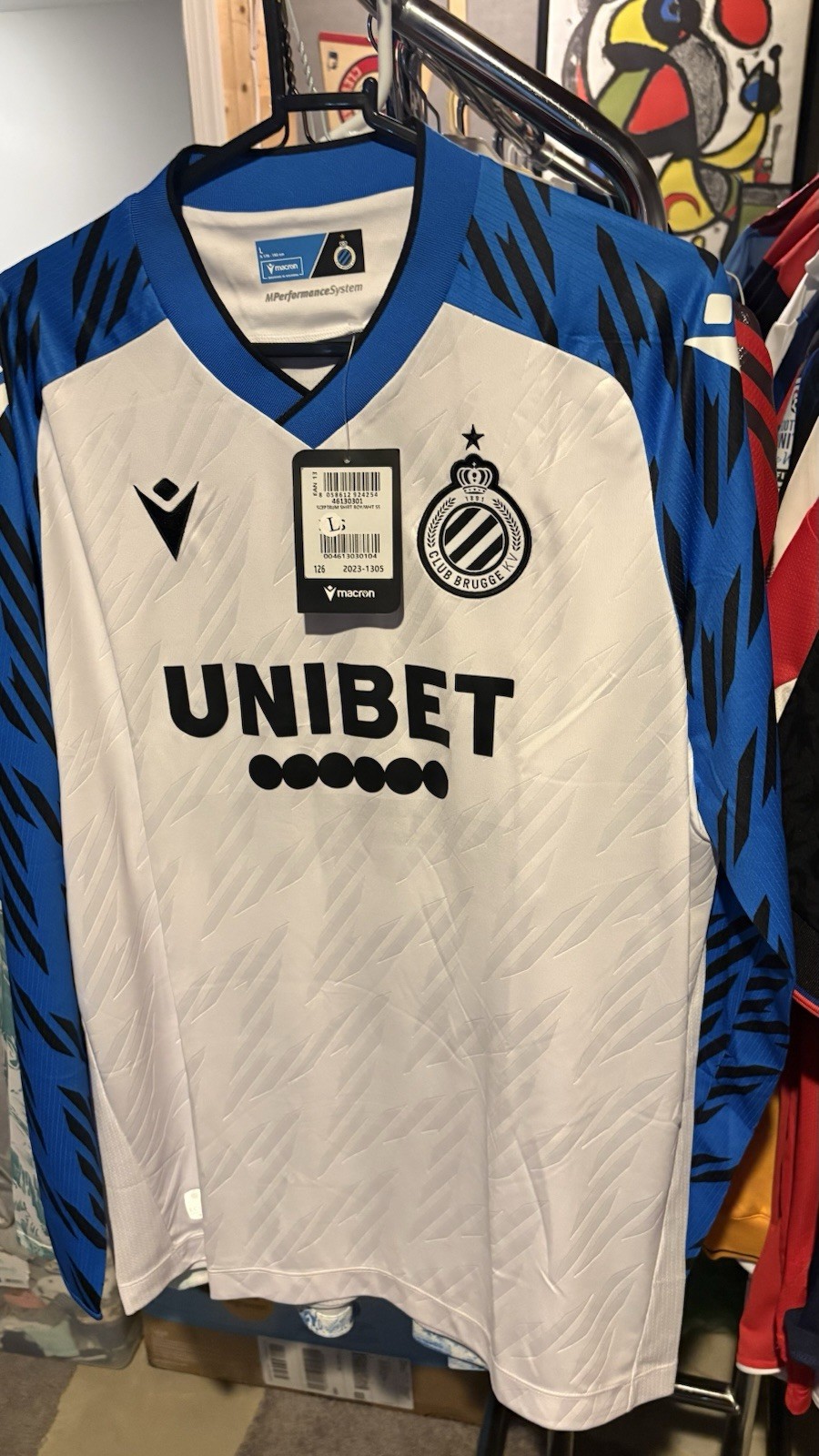 Macron Long Sleeve club Brugge away Jersey soccer football shirt Sz L