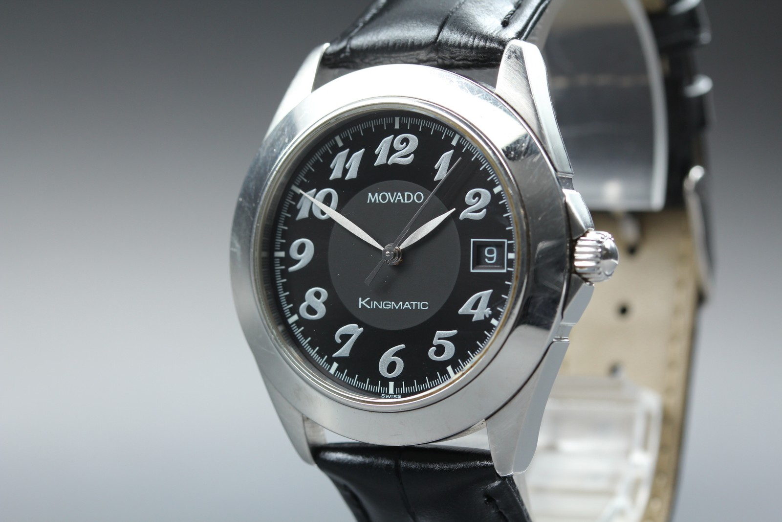 [Near MINT] Vintage Movado Kingmatic 84-D7-875 Automatic Black Dial Men\'s Watch