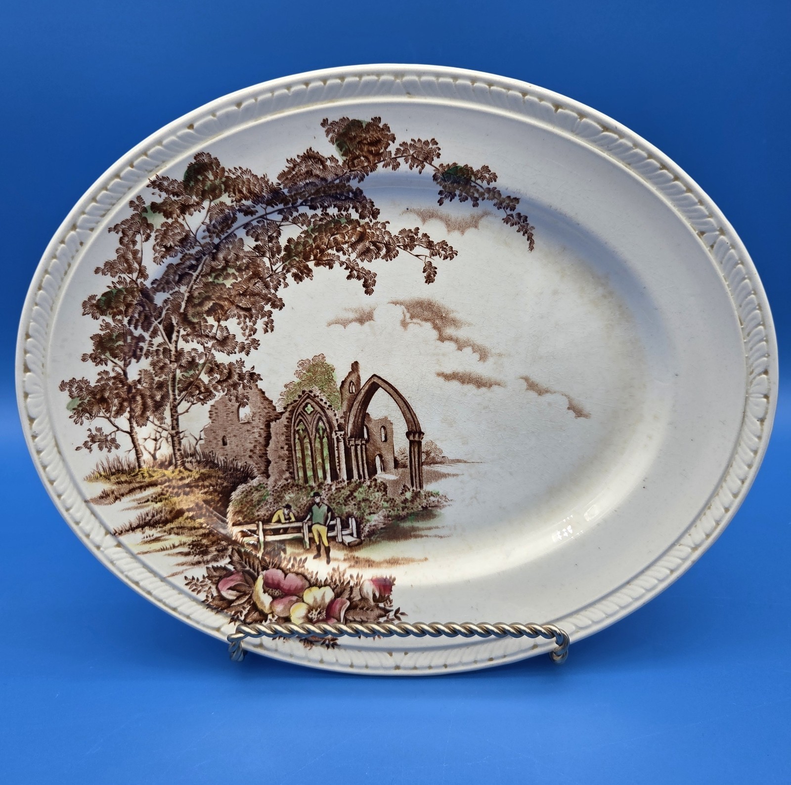 VTG Royal Tudor Ware Olde Abbey Oval Serving Platter Staffordshire England 1930s