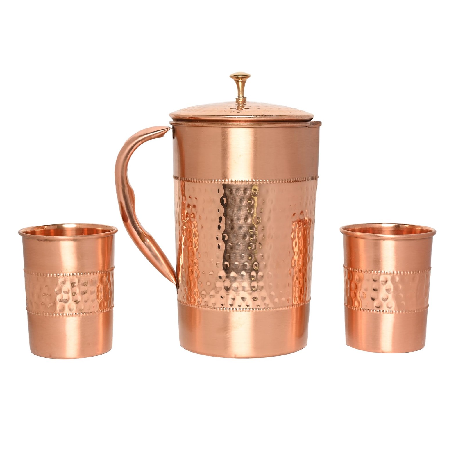 Healthgoodsin Pure Copper Water Jug 2 Copper Tumblers Hammered And Plain Healthgoodsin Pure Copper Water Jug 2 Copper Tumblers Hammered And Plain