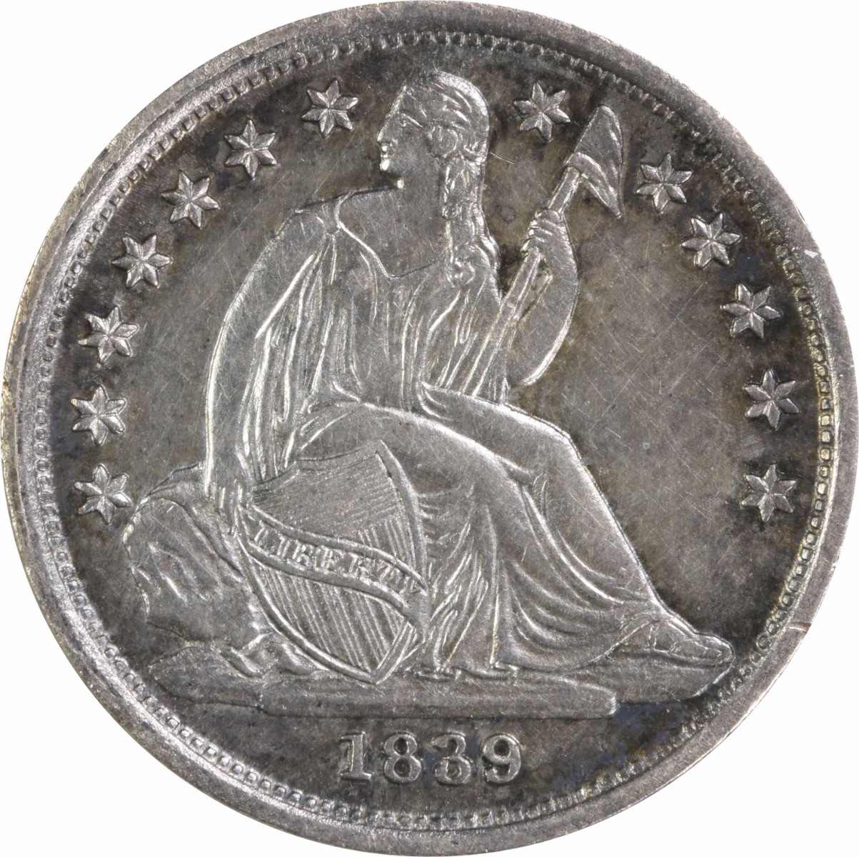 1839-O Liberty Seated Silver Dime No Drapery AU Slider Uncertified #211