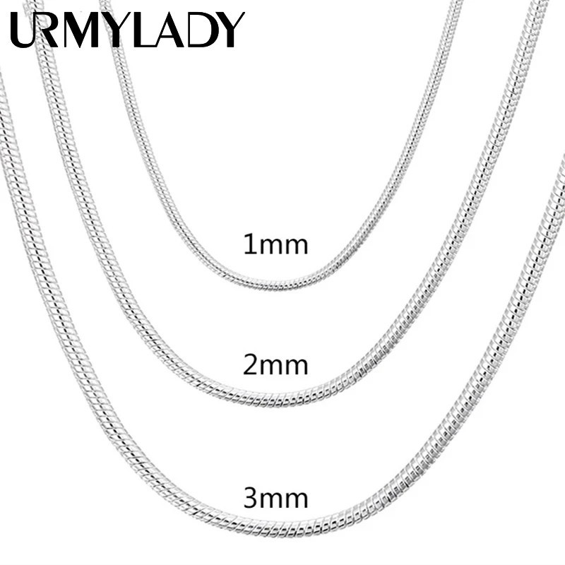 Men&Women\'s 925 Sterling Silver Tarnish-Free Italian Snake Chain Necklace 16-24* Men&Women\'s 925 Sterling Silver Tarnish-Free Italian Snake Chain Necklace 16-24*