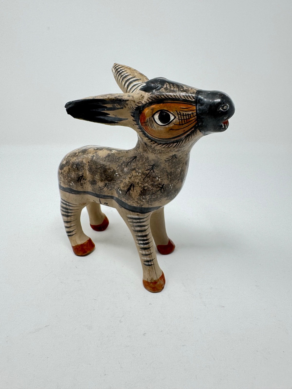 TONALA DONKEY VINTAGE JALISCO MEXICAN POTTERY BURNISHED BURRO SIGNED SOLIS