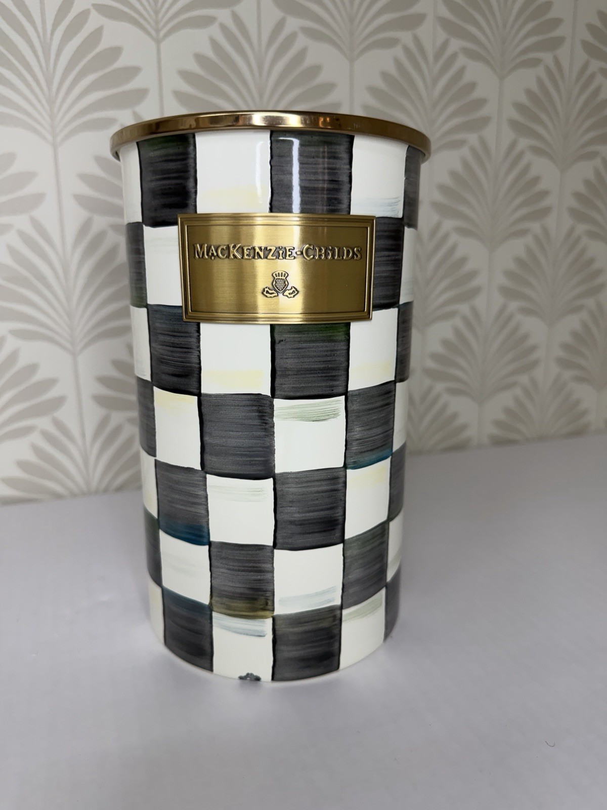 MacKenzie-Childs Courtly Check Utensil Holder Chipped READ MacKenzie-Childs Courtly Check Utensil Holder Chipped READ