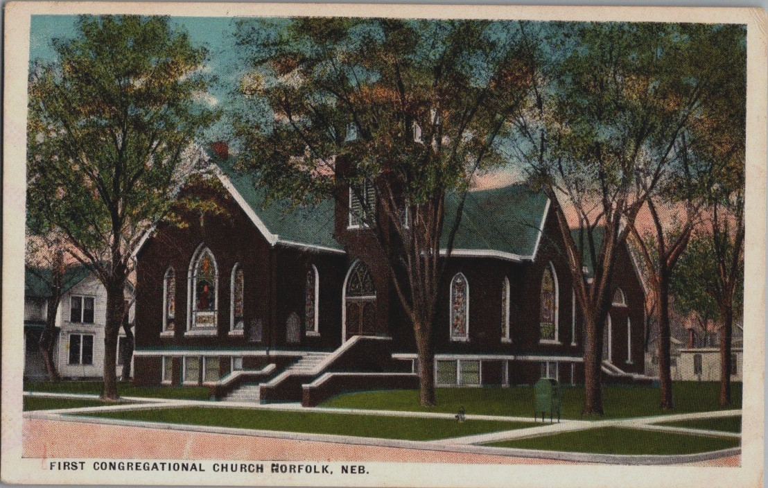 Vintage Postcard 1915-1930 First Congregational Church, Norfolk, Nebraska (NE)