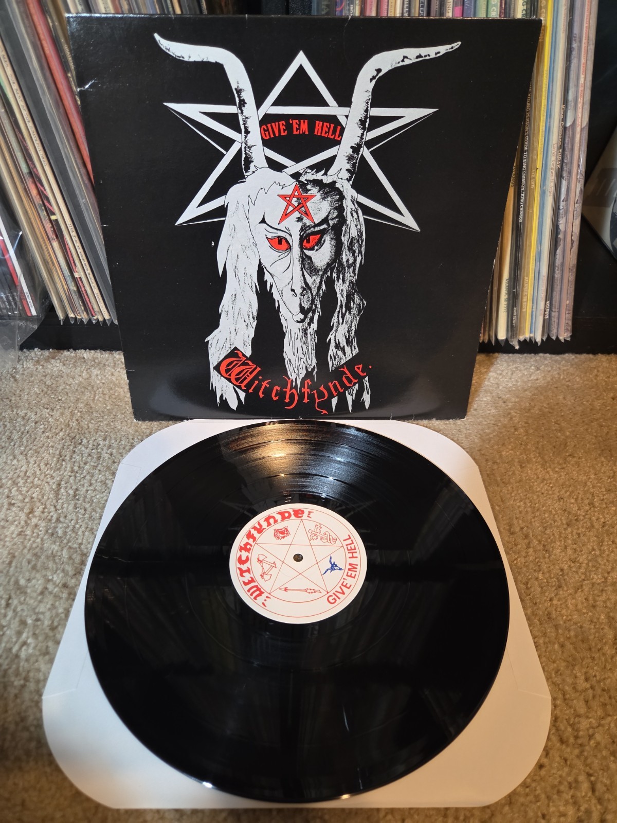 Witchfynde Give 'Em Hell Lp Vinyl OG 1980 1st UK Rondelet Press VG+/NM- Wax
