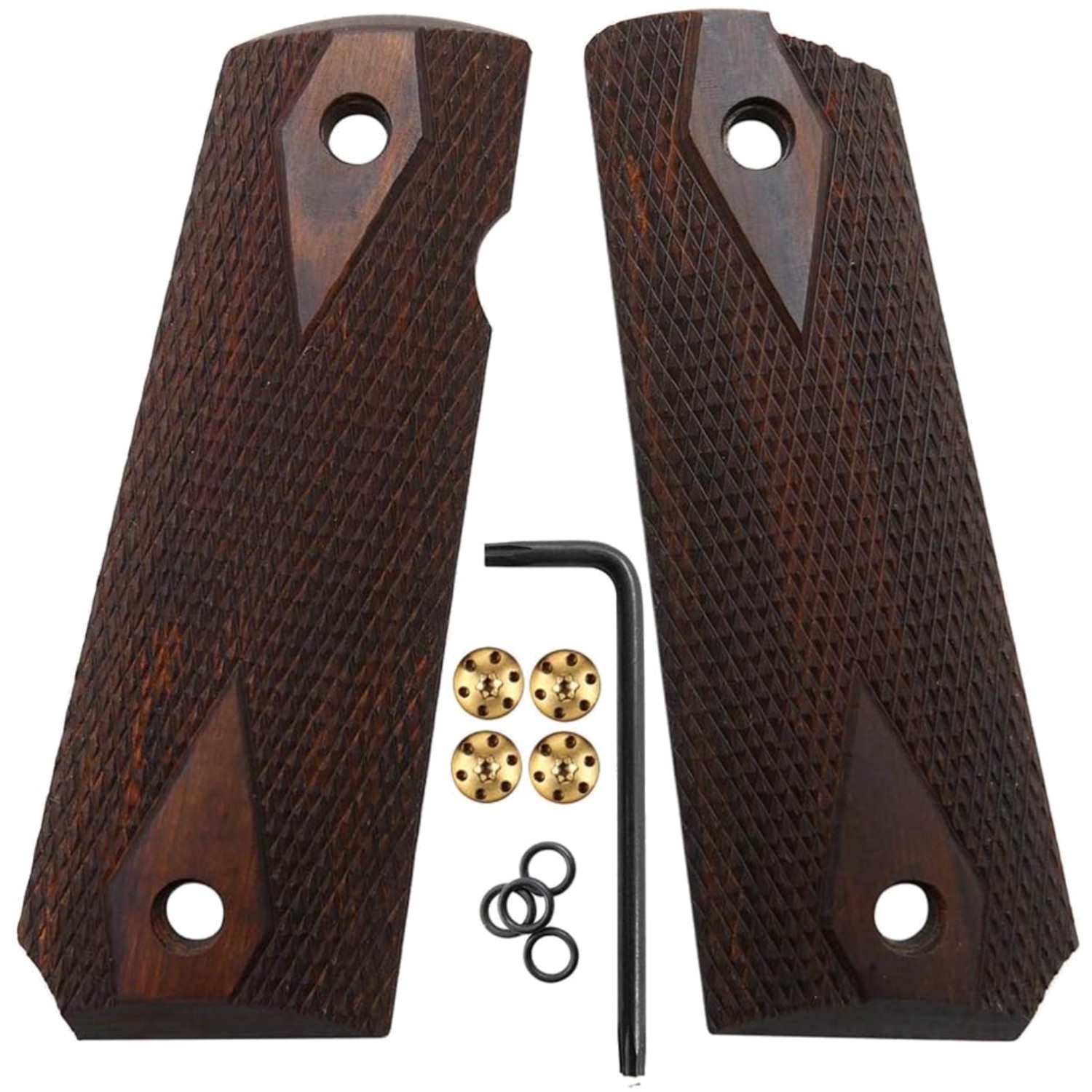 Honey Comb Texture 1911 Wood Grips with Ambi Safety Cut