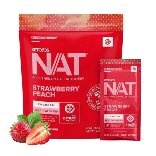 Pruvit Keto OS NAT Strawberry Peach Charged Ketones 20 Packs NEWaM