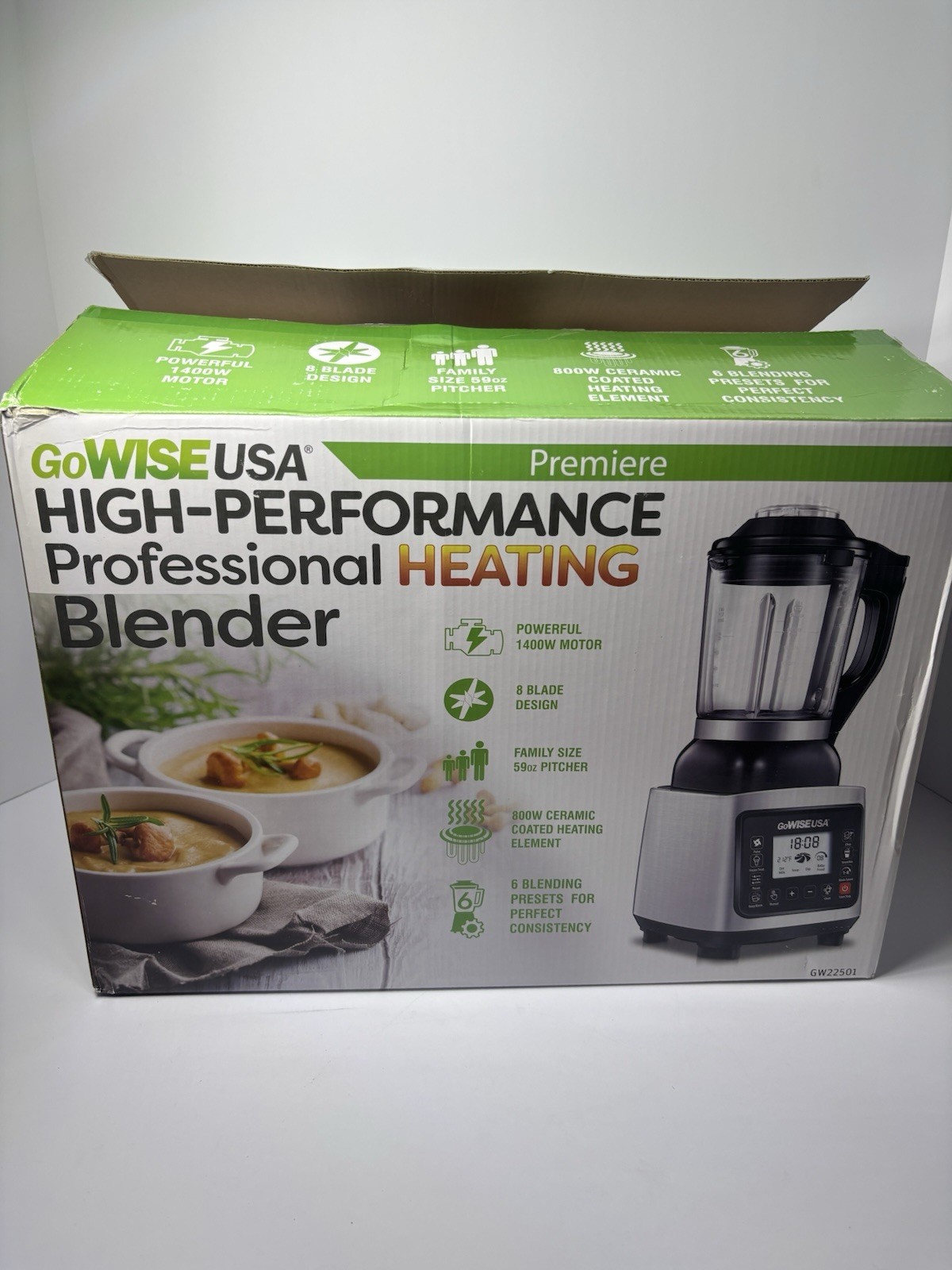 GoWise High Performance Professional HEATING Blender GW22501 - 59oz Pitcher NEW