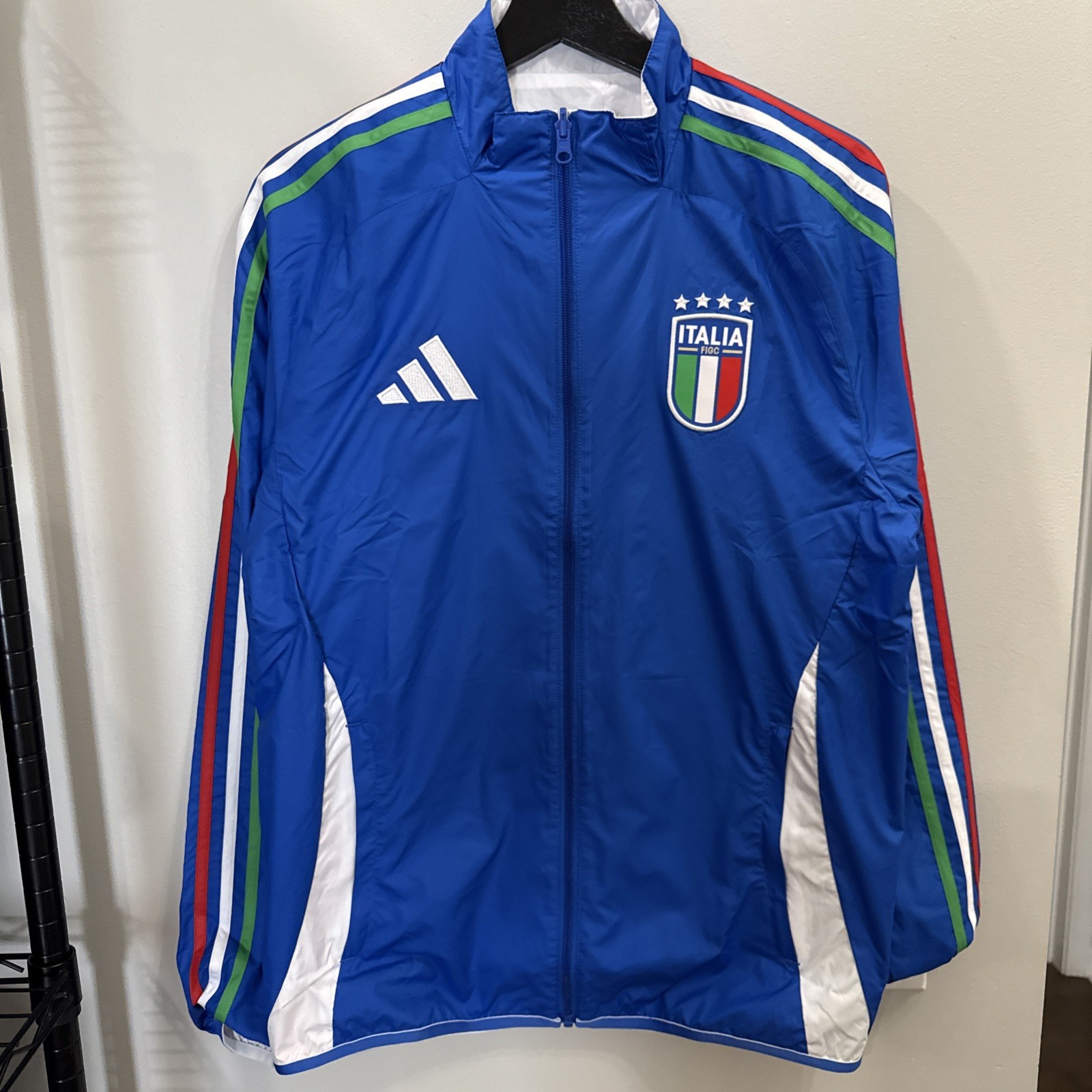 Adidas Men Italy FIGC Anthem Jacket Reversible Blue White Soccer IX0418 Size S