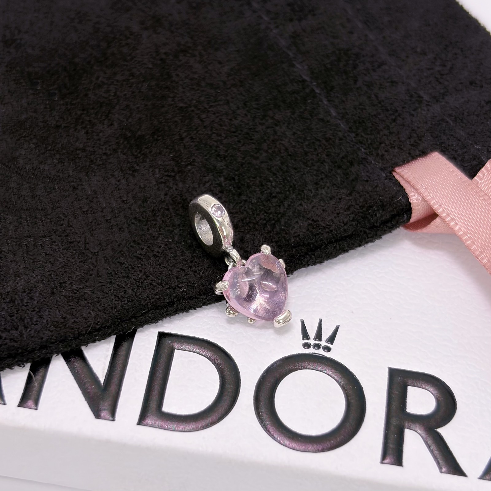 NEW 100% PANDORA 792654C01 Pink Family Tree & Heart Dangle Charm, NEW WITH BOX