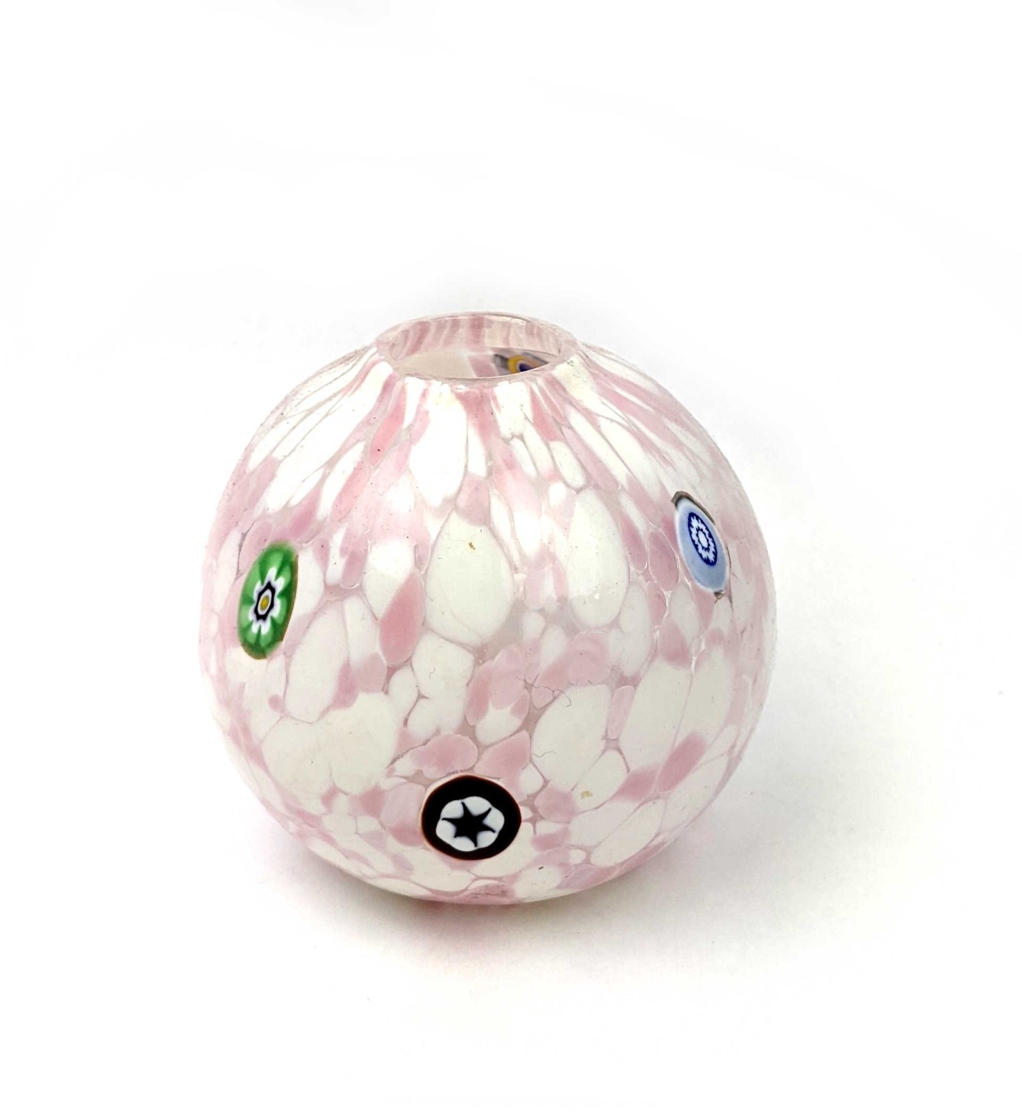 Small Vintage Murano Style Lavorazione Arte 2.75” Vase Pink Confetti Vase