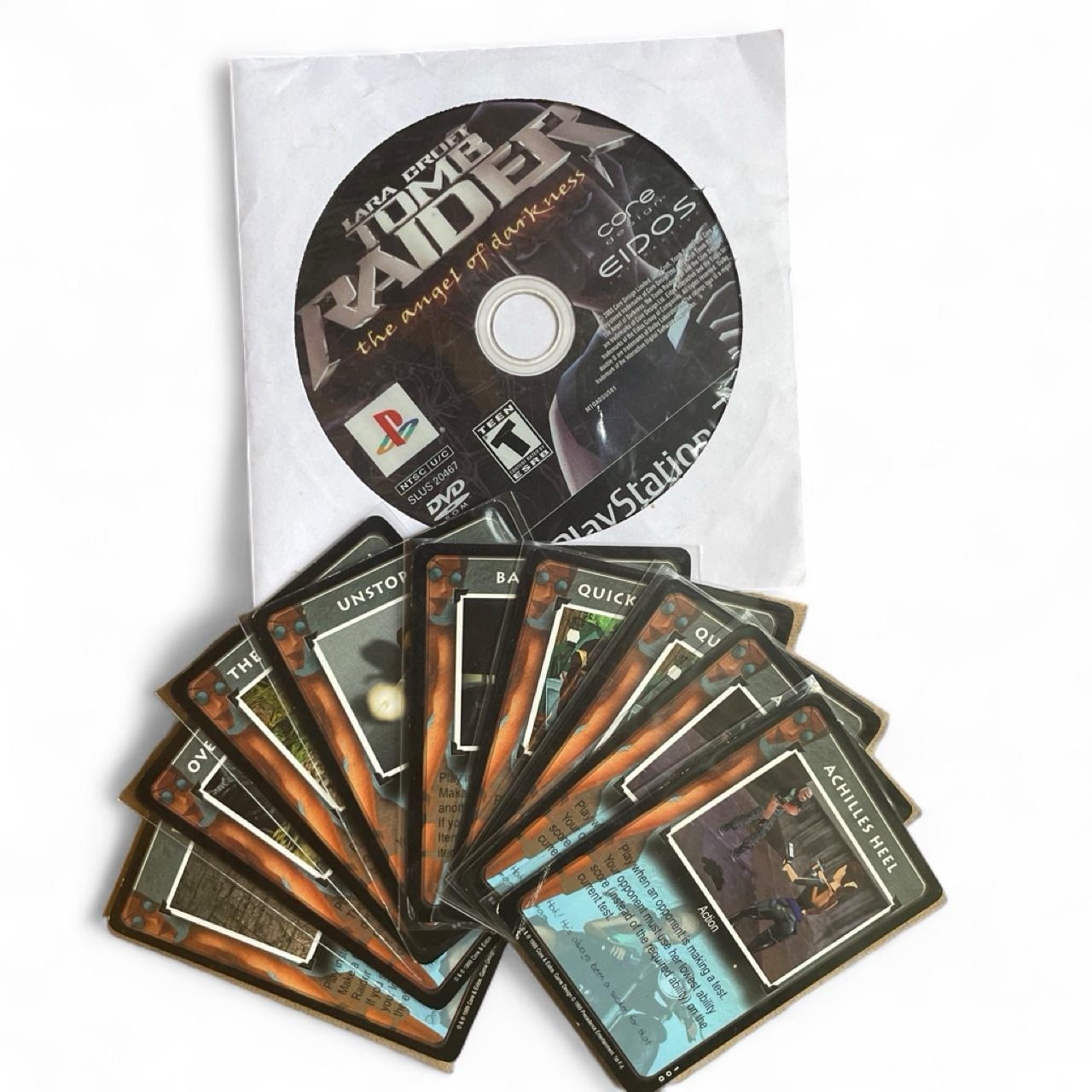 Tomb Raider: Angel of Darkness (PS2) TESTED + 10x Vintage 1999 Card Lot