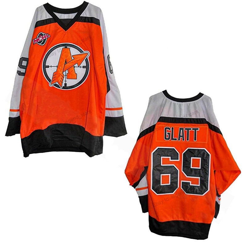 Custom Doug The Thug Glatt #69 Hockey Jersey Movie Goon Orangetown With Patch