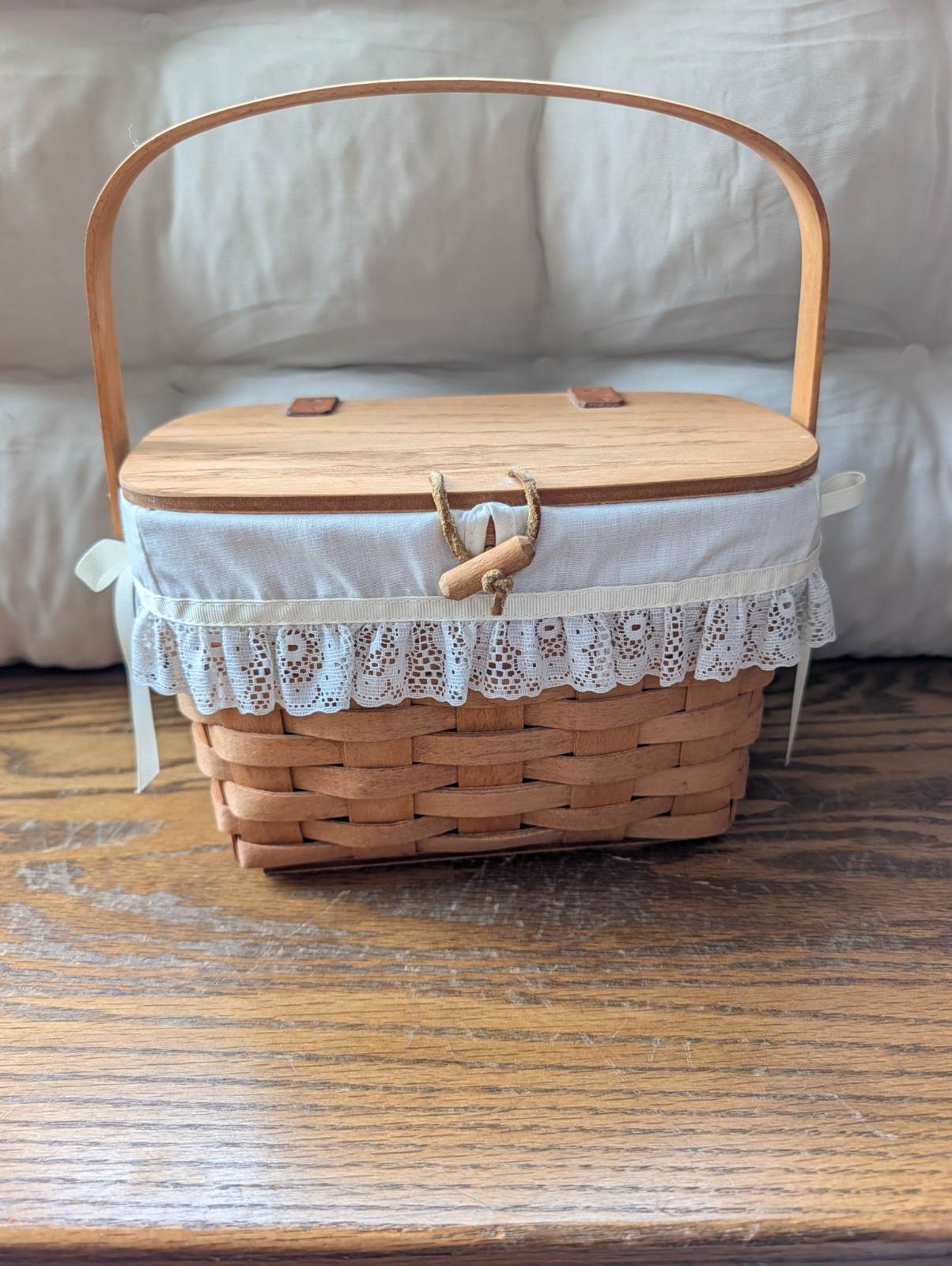 Longaberger 1992  Wooden Woven Purse with Liner