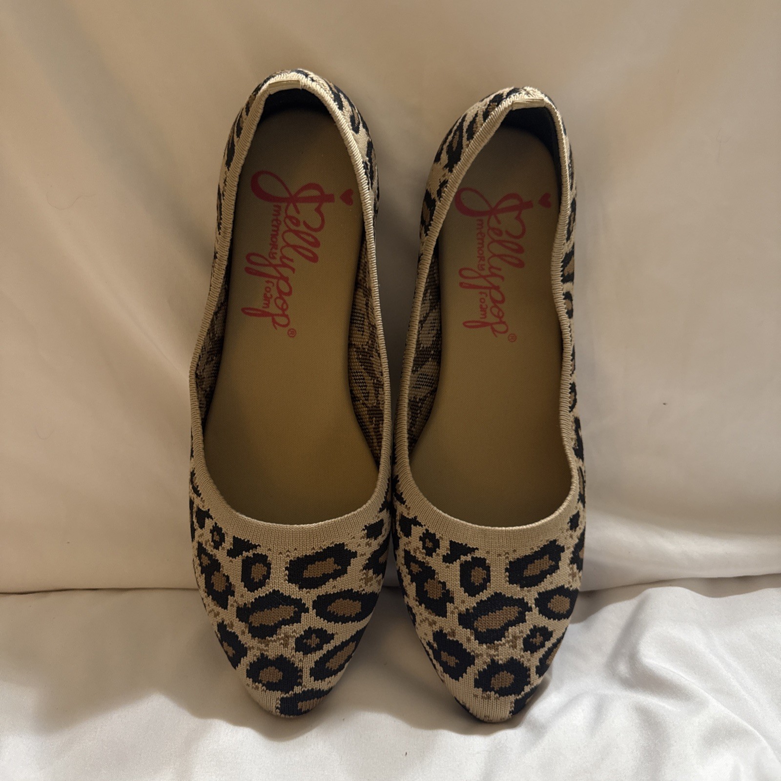 Jellypop Womens 8.5 Leopard Stretchy Slip On Memory Foam NWOT T-0002