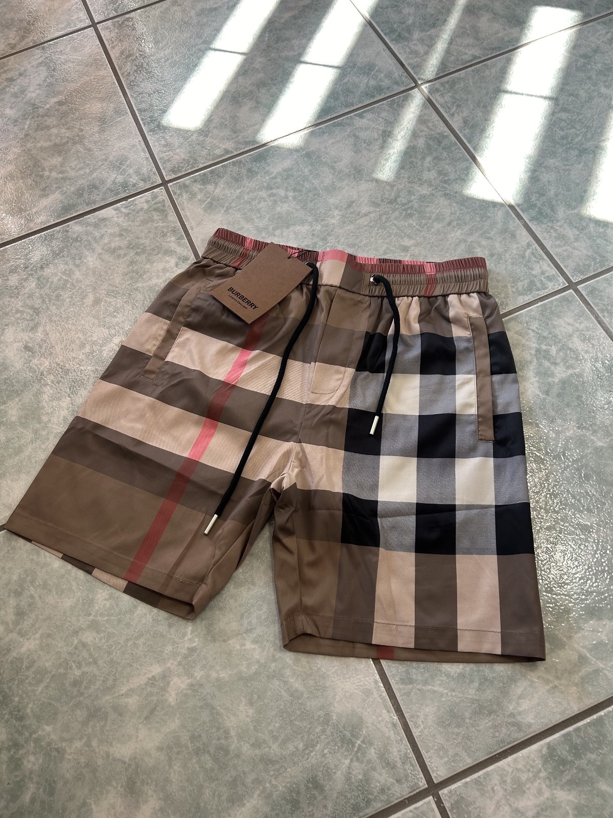 Burberry Mens Check Costume Brown Beige Sea Shorts New S M L XL