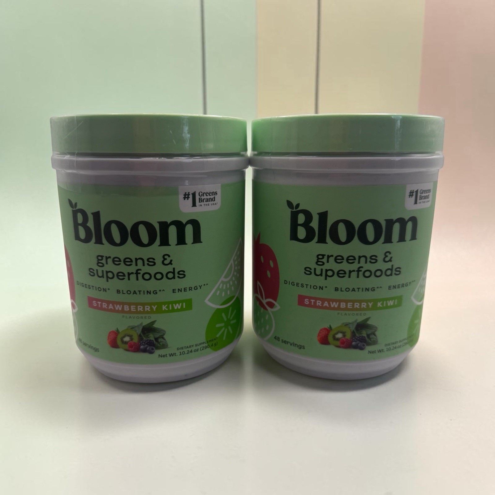 4pk Bloom Nutrition Greens & Superfoods Powder 10.24 Oz EA Strawberry Kiwi 11/26