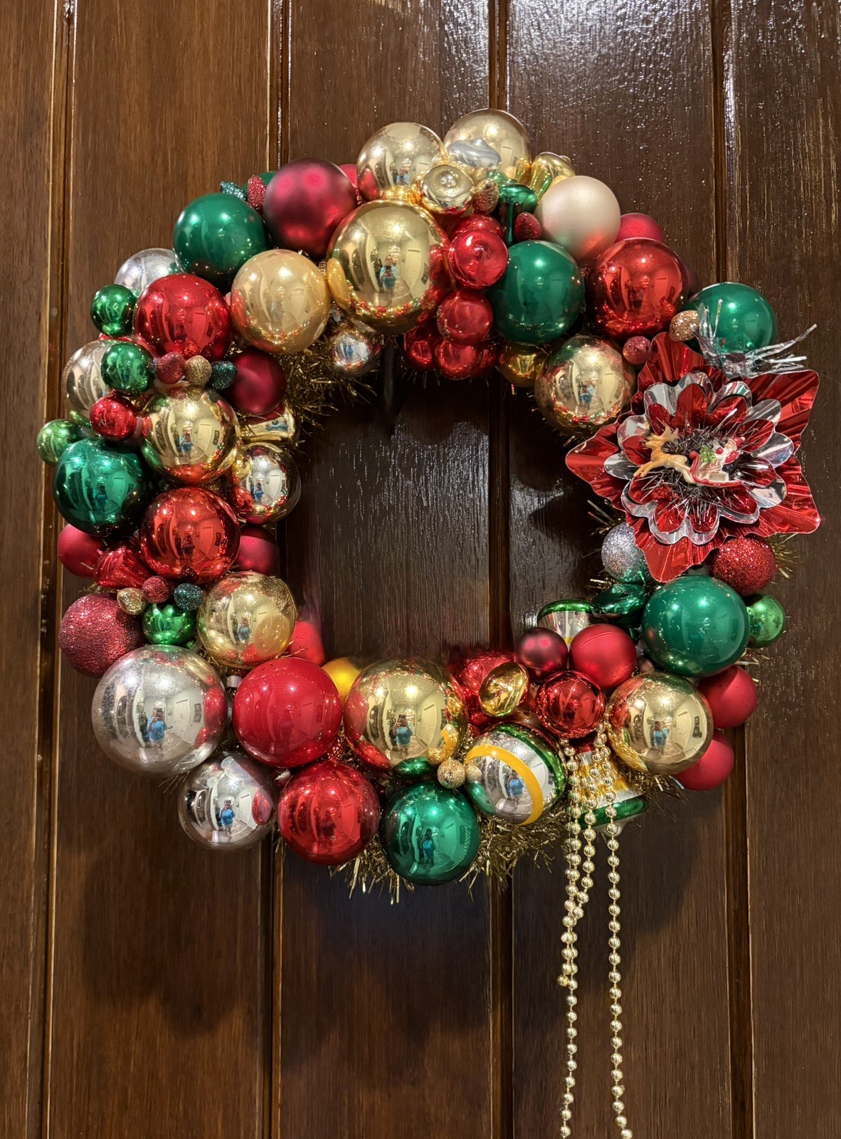 12” Kitschy Retro Inspired Vintage Holiday Ornament Wreath 12” Kitschy Retro Inspired Vintage Holiday Ornament Wreath