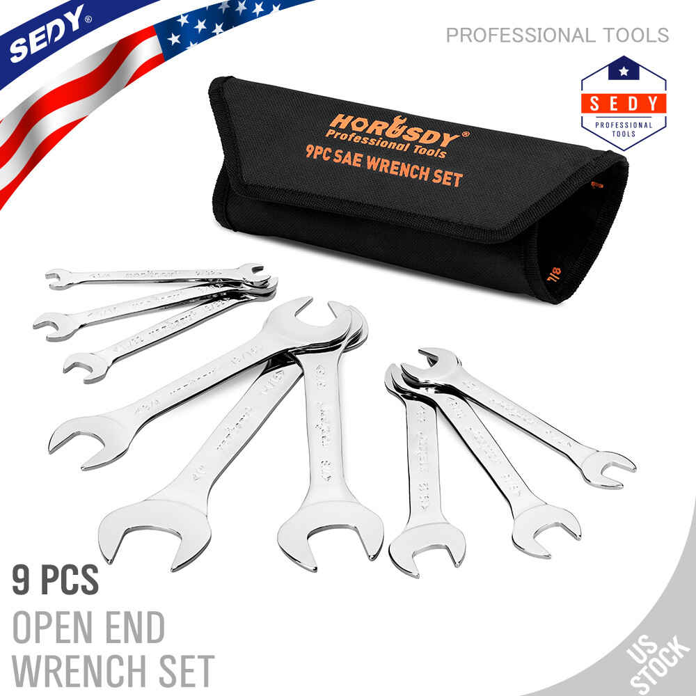 9PC Super-Thin Open End Wrench Set SAE 1/4\