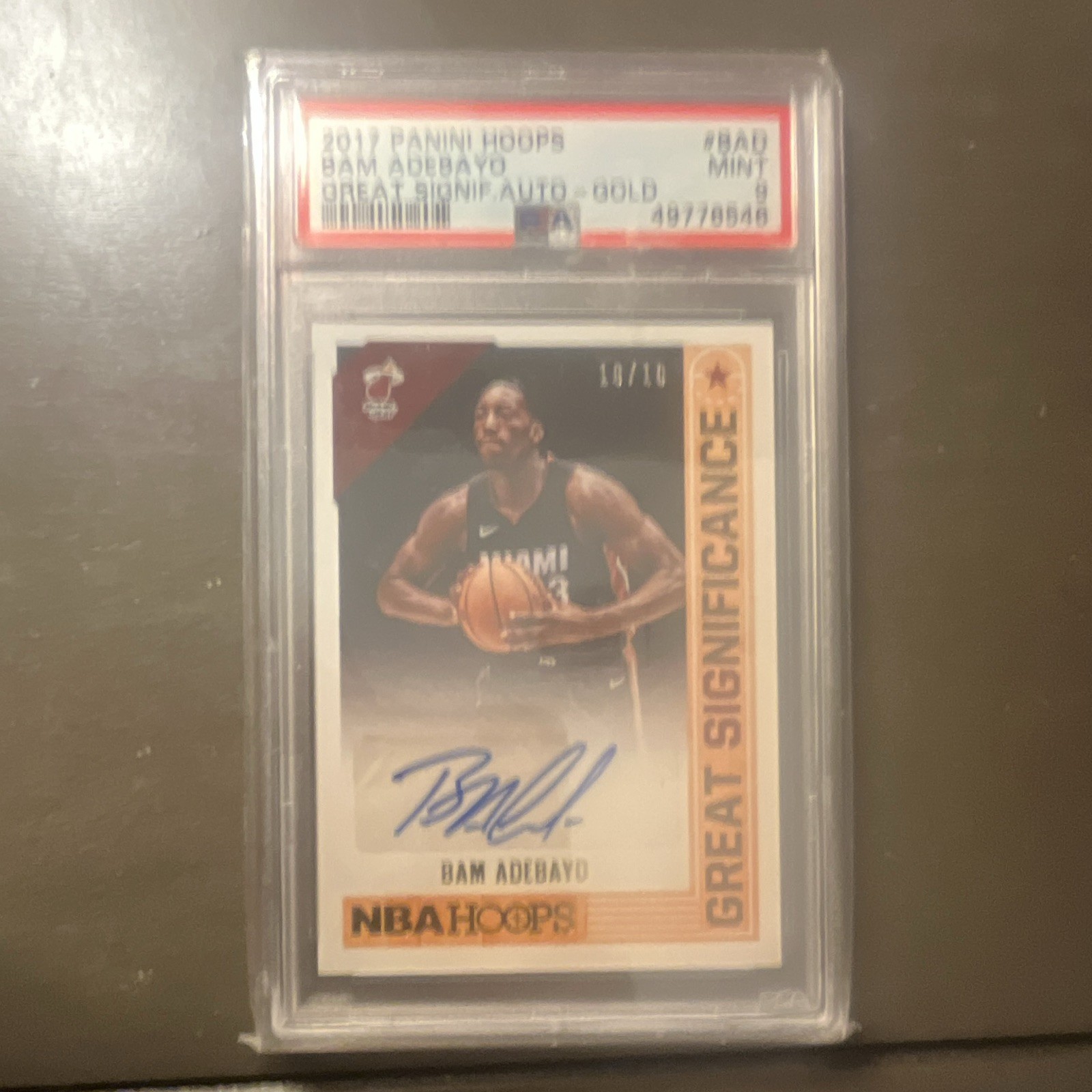 Panini 2017 Hoops Bam Adebayo Great Sig. Gold Auto 10/10 PSA 9 LAST ON PRINT. Panini 2017 Hoops Bam Adebayo Great Sig. Gold Auto 10/10 PSA 9 LAST ON PRINT.