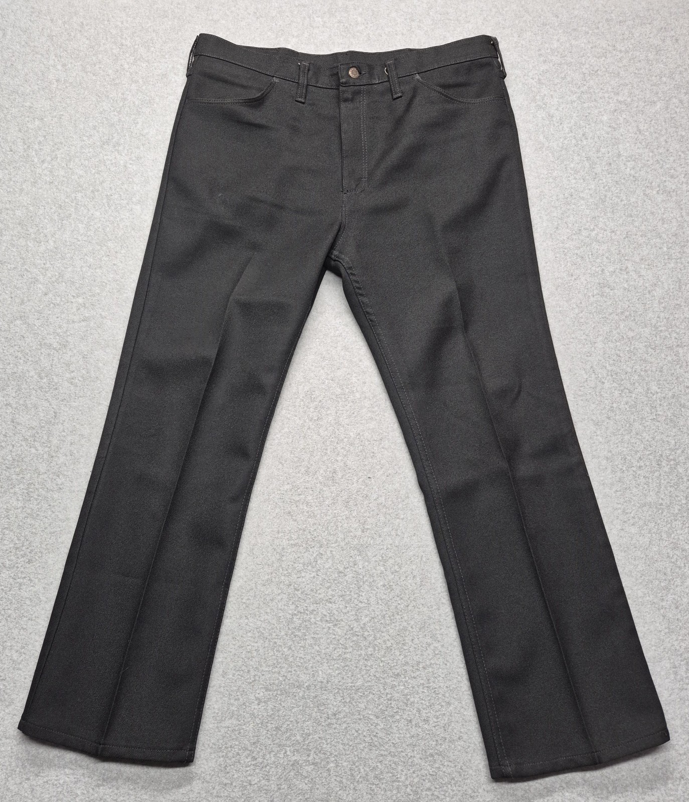 Wrangler Pants Mens 38x30 Black Wrancher Dress Jeans Bootcut Flat Front USA made