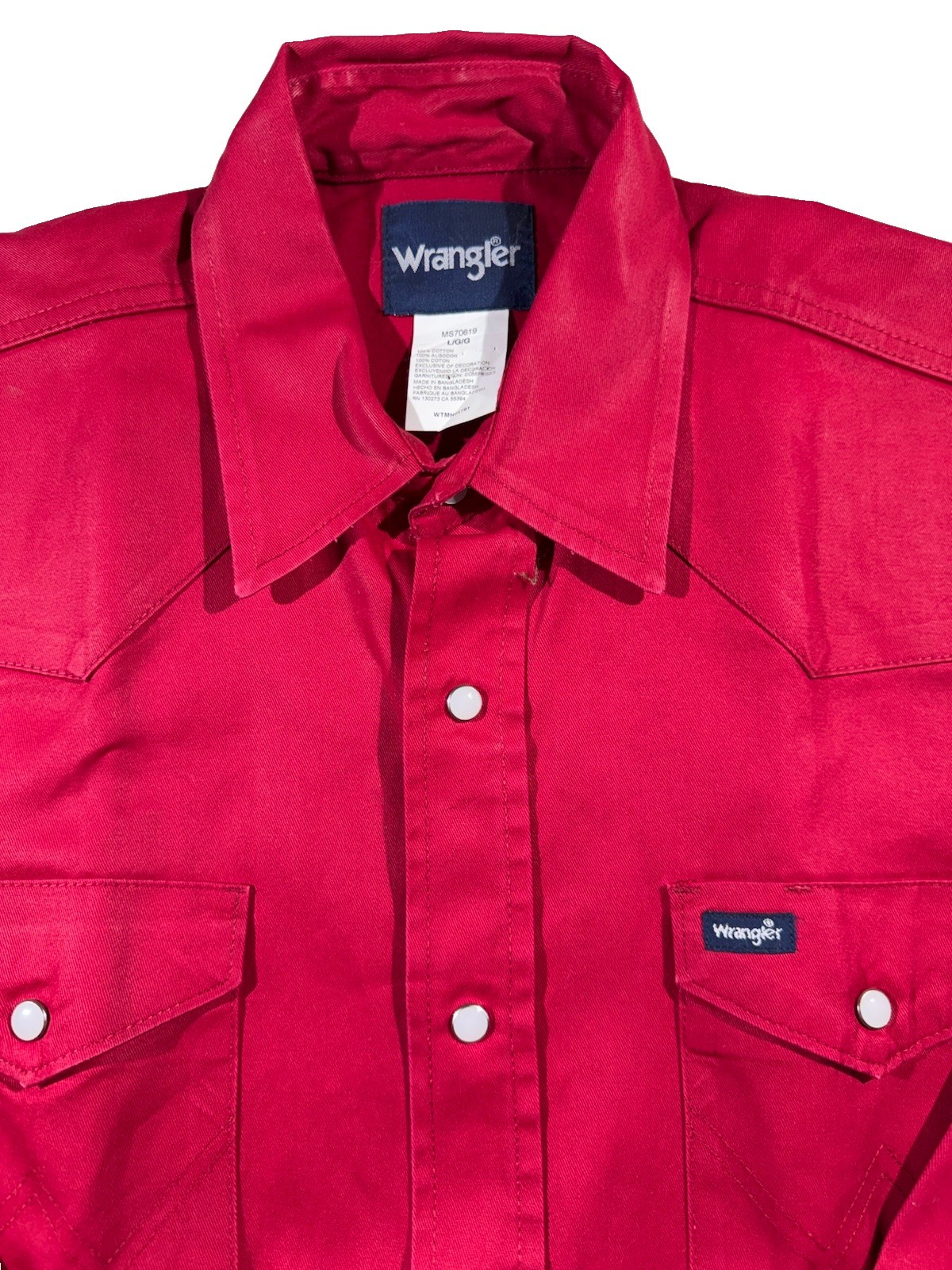 Wrangler Red Denim Pearl Snap Western Shirt Men\'s Large Flannel