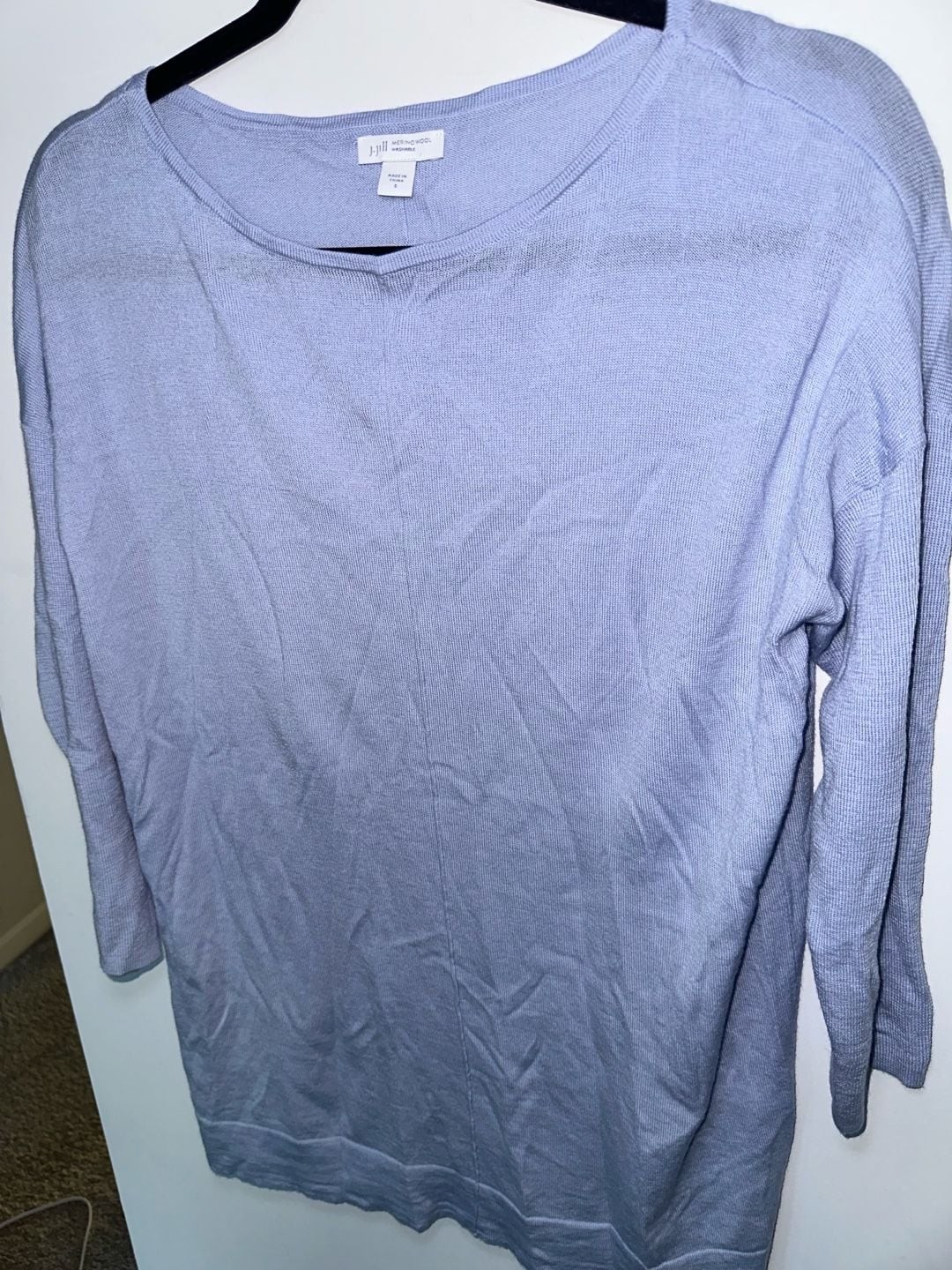 J.Jill 100% Extra Fine Merino Wool Light Blue Lightweight Sweater Top Size S J.Jill 100% Extra Fine Merino Wool Light Blue Lightweight Sweater Top Size S