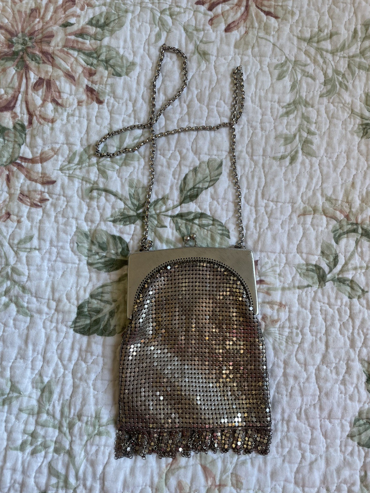 Whiting & Davis Antique Metal Mesh Purse Vintage Flapper Evening Bag Art Deco