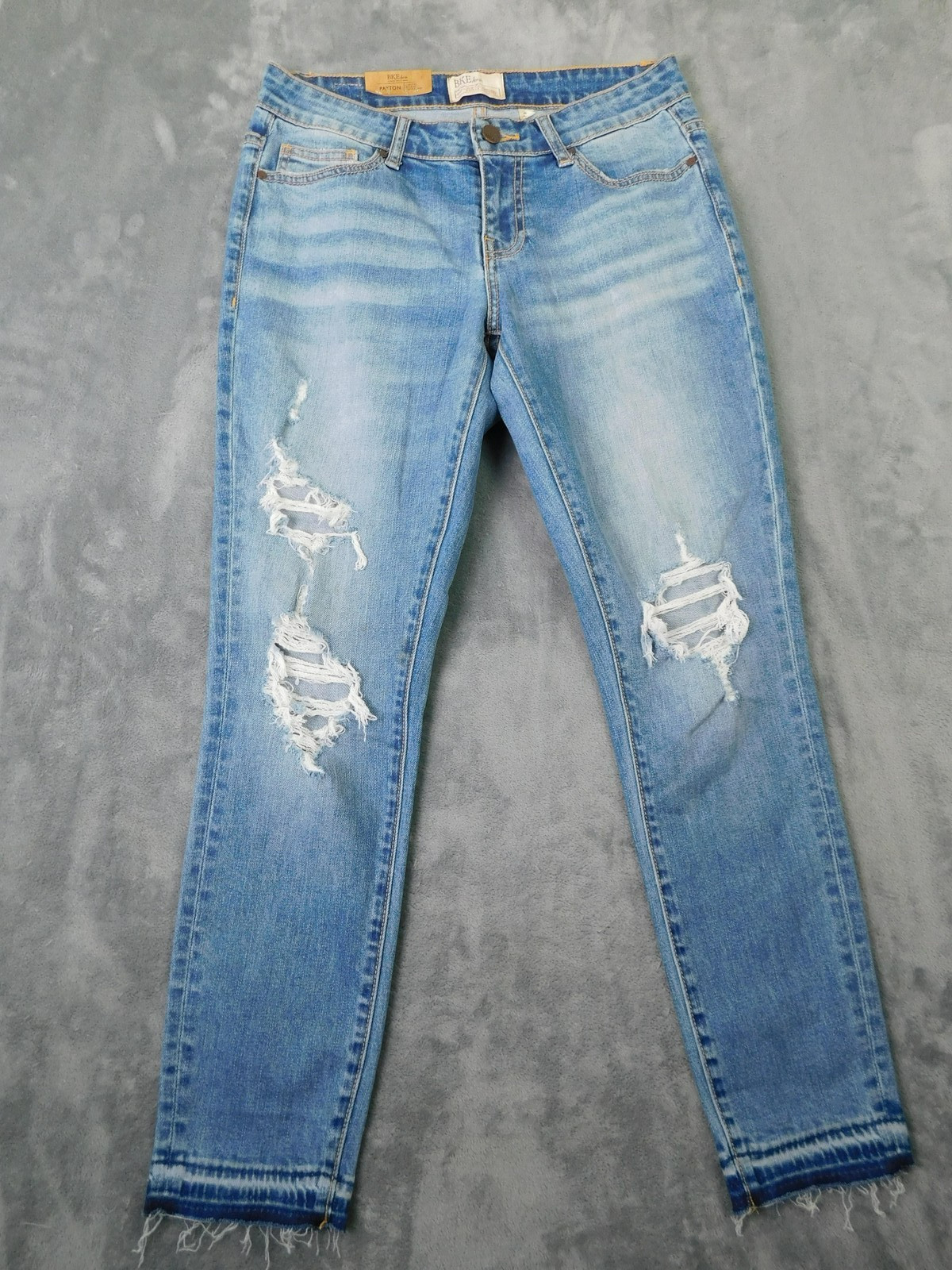 BKE Payton Jeans Womens 27 LCurvy Fit Mid Rise Distressed Ankle Skinny Stretch