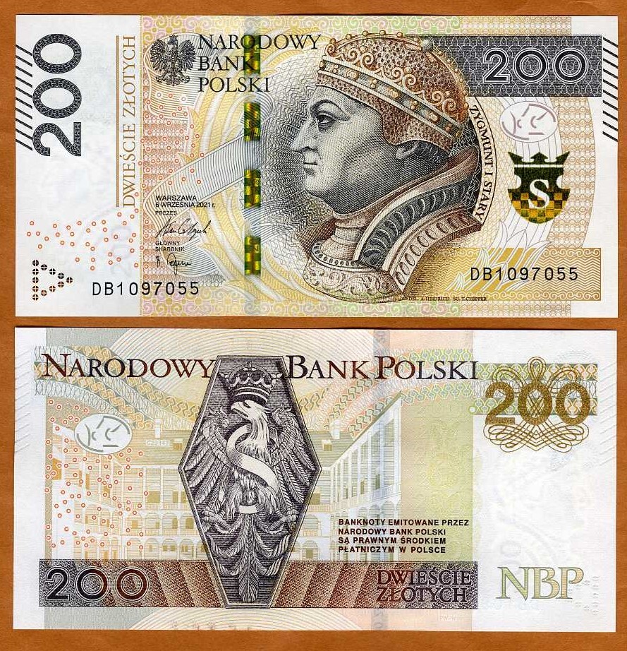 Poland, 200 Zlotych, 2021, P-189b, New date and sign. UNC King Sigismund I