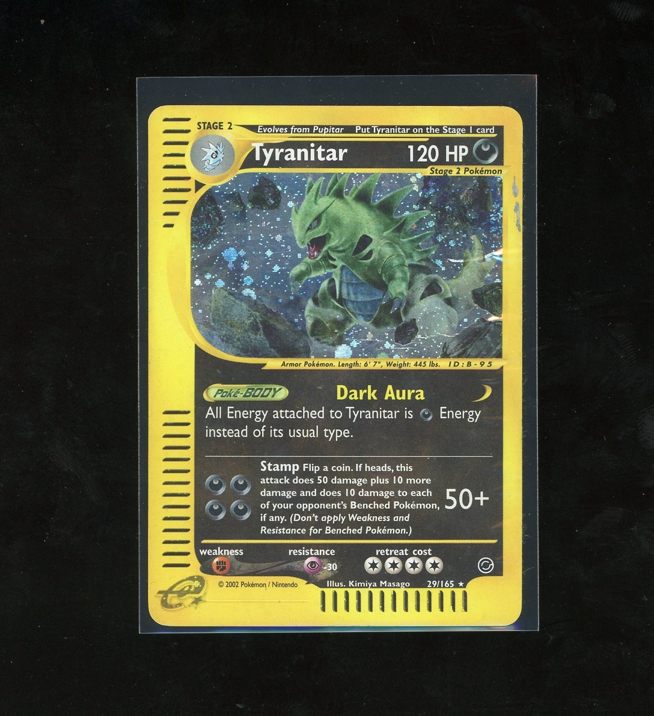 SWIRL 2002 Expedition Tyranitar Holo Foil Rare 29/165 WOTC Pokemon Altered / DMG