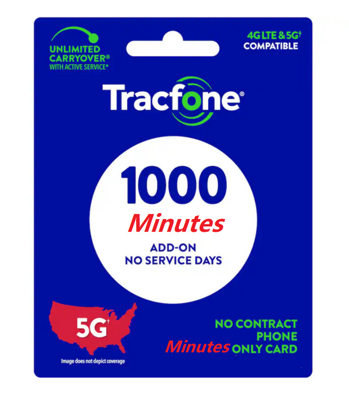 TracFone 1000 Minutes Direct Digital Refill Same Day Delivery Phone# Needed