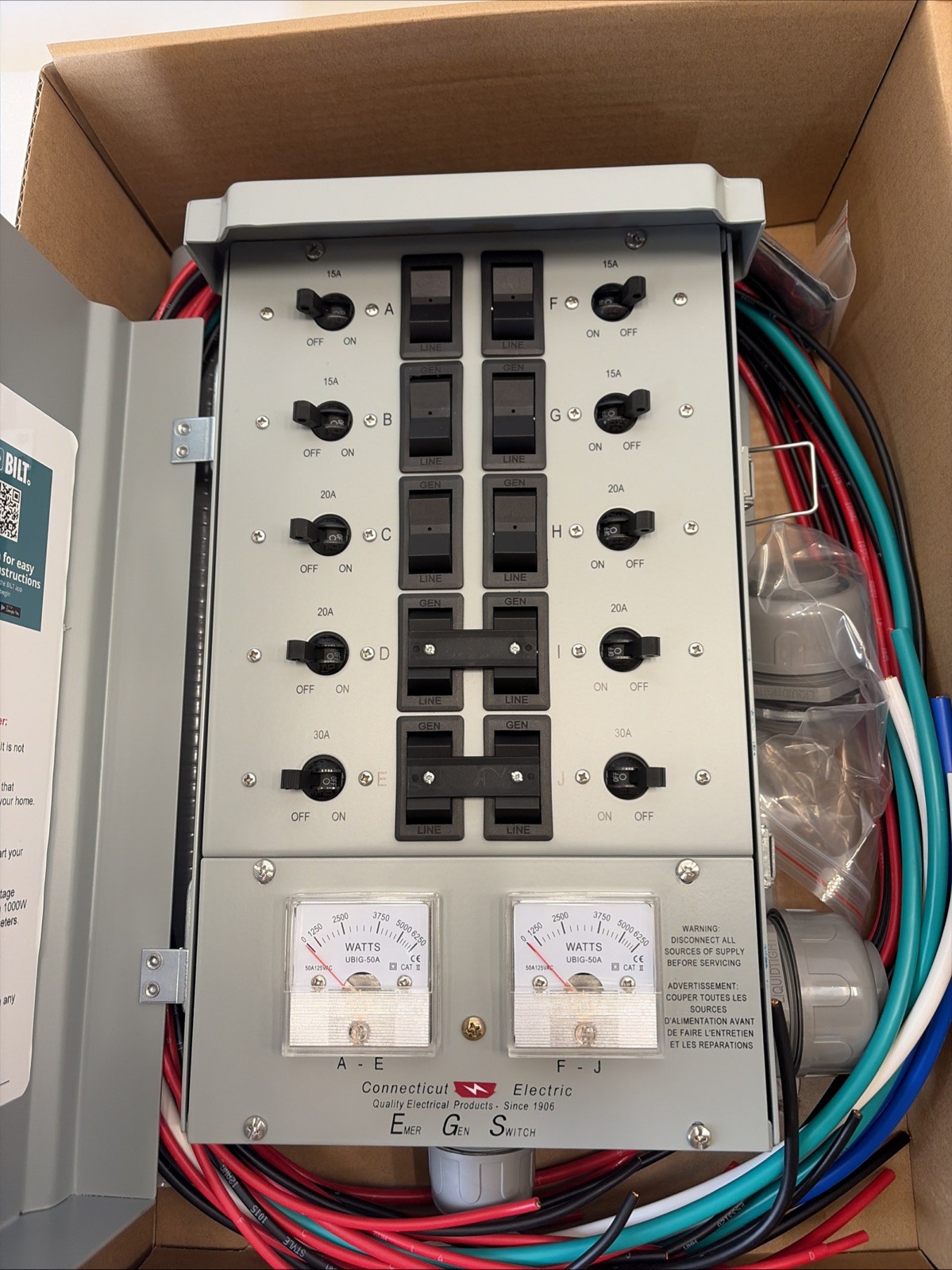 Connecticut Electric Manual Transfer Switch 50A 10-Circuits EGS10-12KG2 12500 W Connecticut Electric Manual Transfer Switch 50A 10-Circuits EGS10-12KG2 12500 W