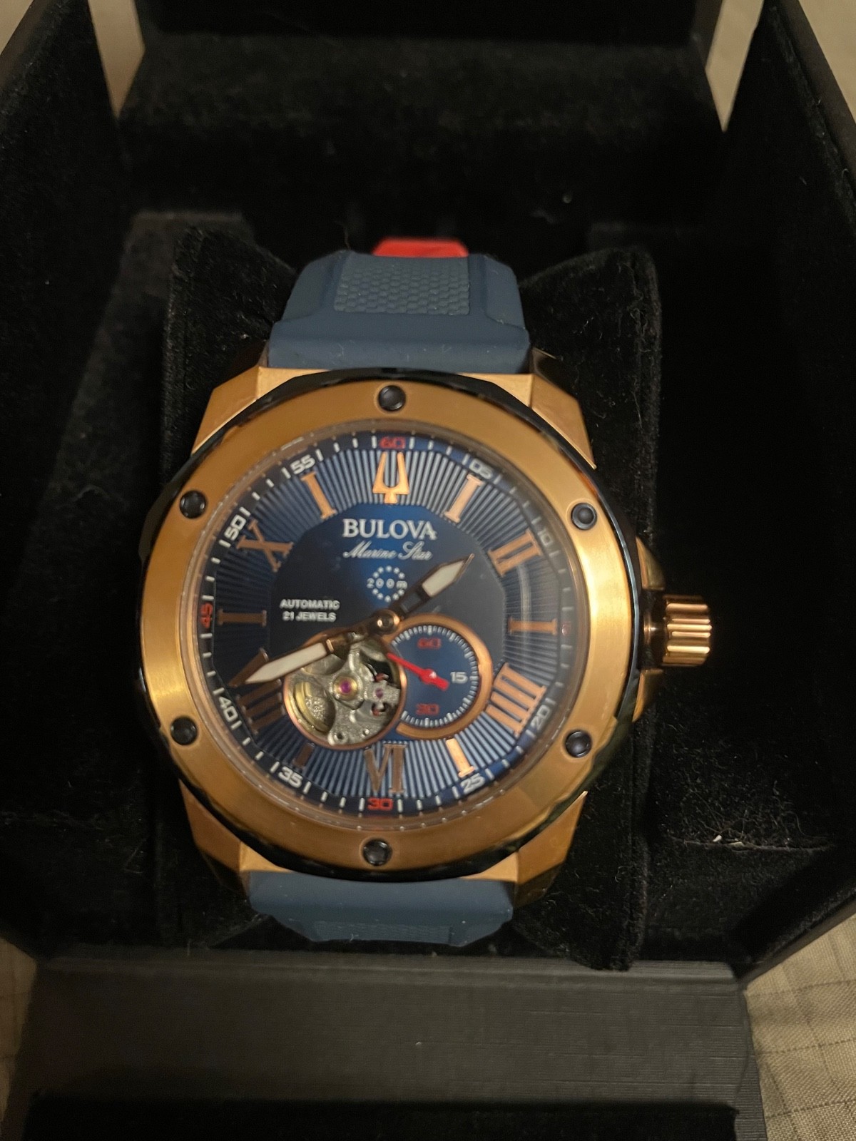 Bulova 98A227 Marine Star Silicone Strap Watch 45mm Men\'s Automatic Watch -... Bulova 98A227 Marine Star Silicone Strap Watch 45mm Men\'s Automatic Watch -...