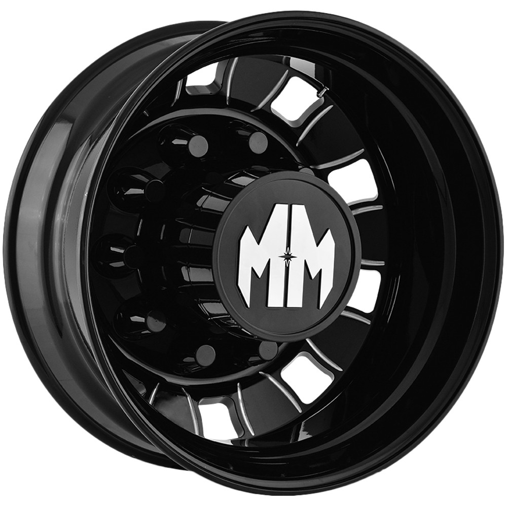 Mayhem 8180 Big Rig Dually Rear 24.5x8.25 10x285.75 Black/Milled Wheel Rim Mayhem 8180 Big Rig Dually Rear 24.5x8.25 10x285.75 Black/Milled Wheel Rim