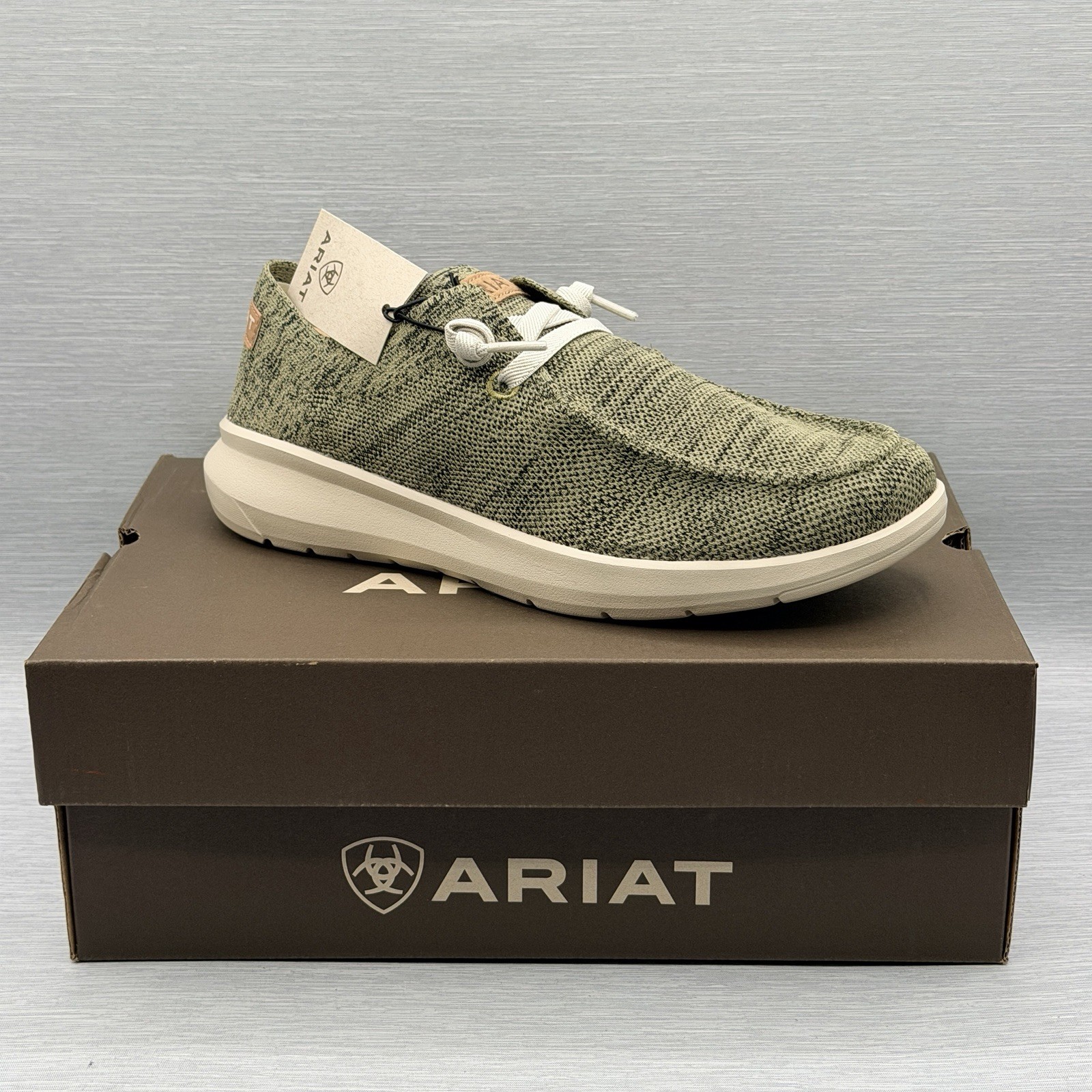 Ariat Hilo Men\'s 7.5 Slip On Shoes Olive Knit Casual Loafers 10040309