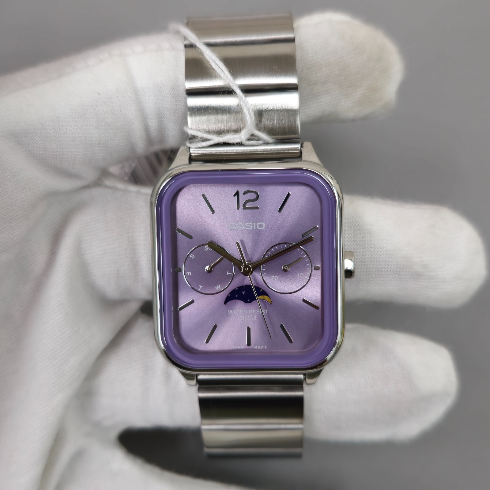 Casio Standard MTP-M305D-6A Moonphase Stainless steel –Purple Dial 34 mm watch