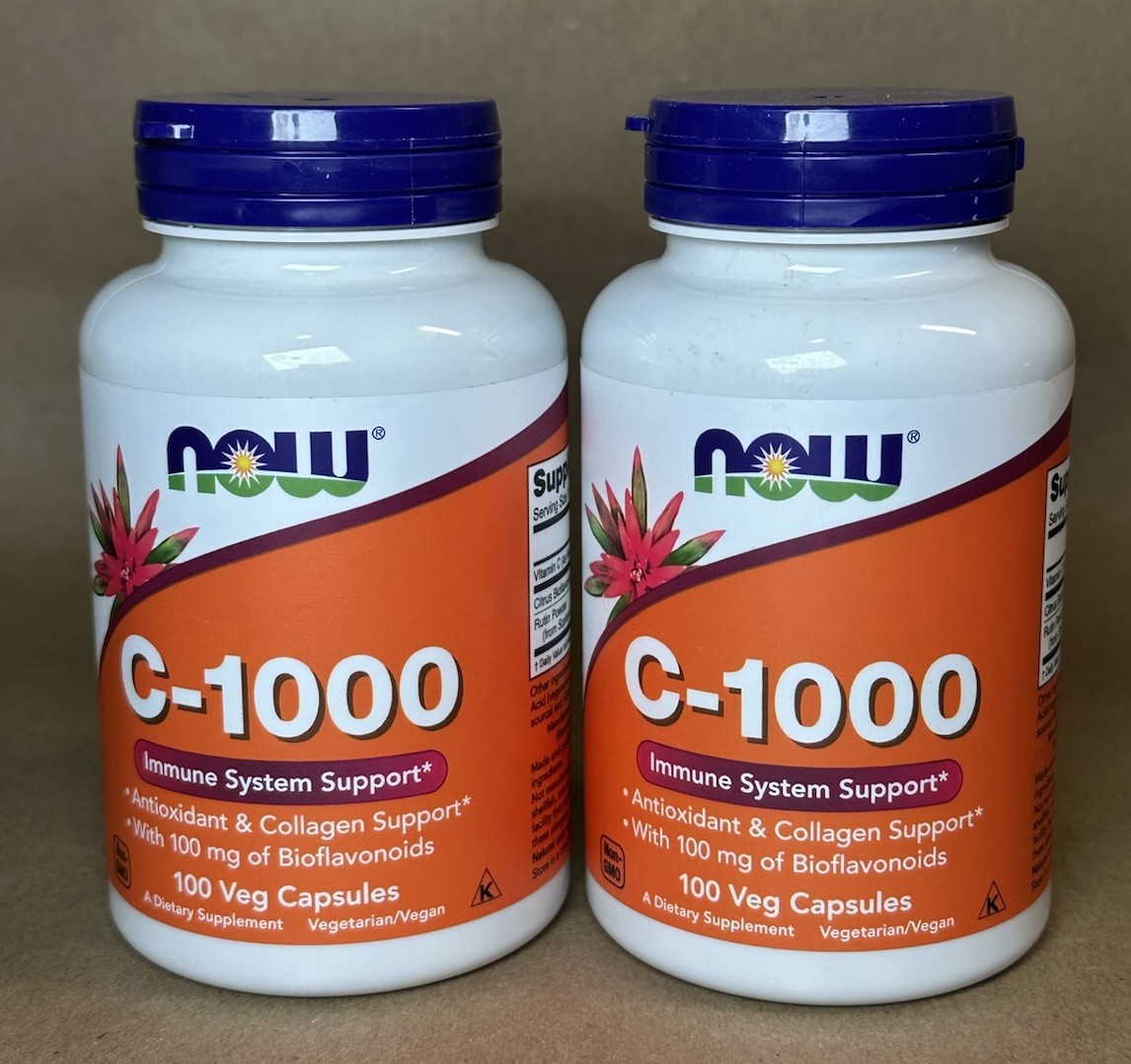 (2bottles) Vitamin C-1000 With rose hips, 100 Tabs By Now Foods 06/2028