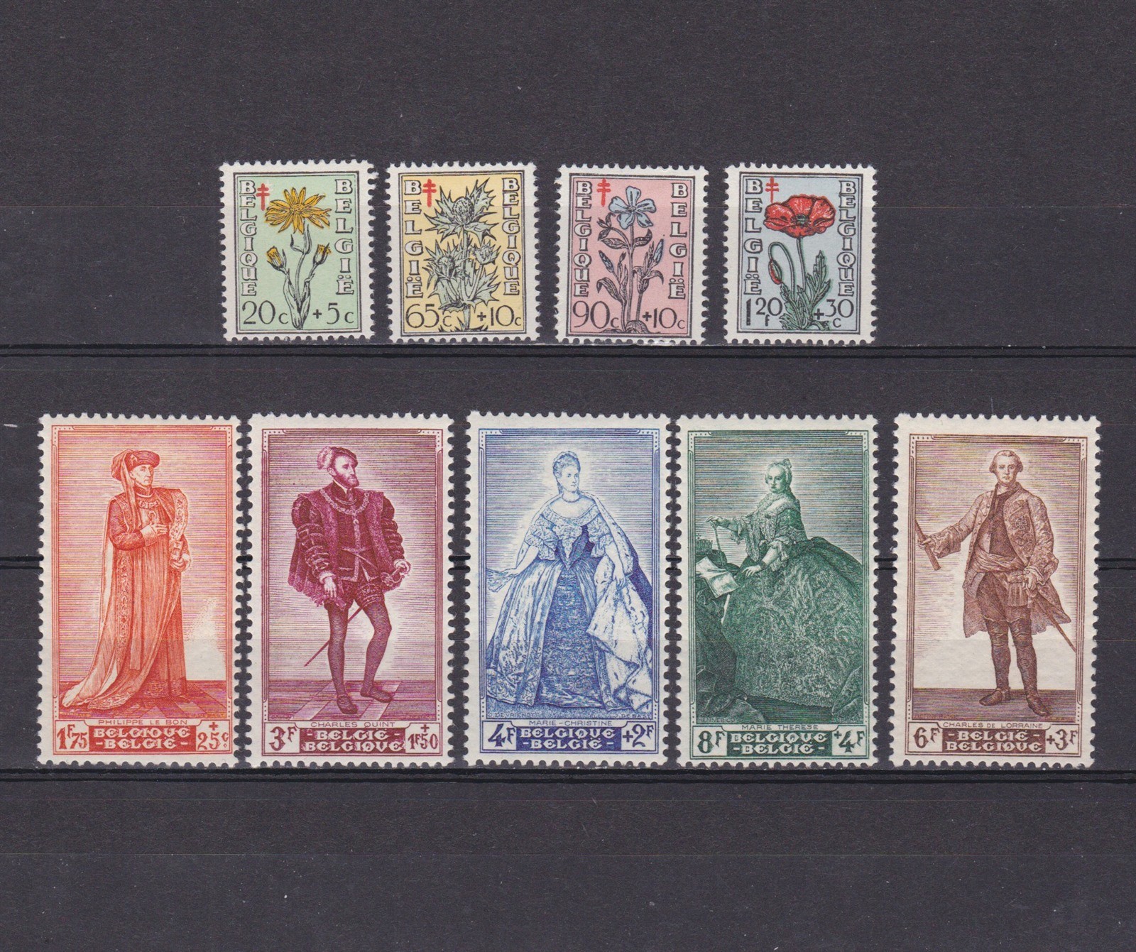 BELGIUM 1949, Sc# B468-B476, CV $71, Semi-postal, MH